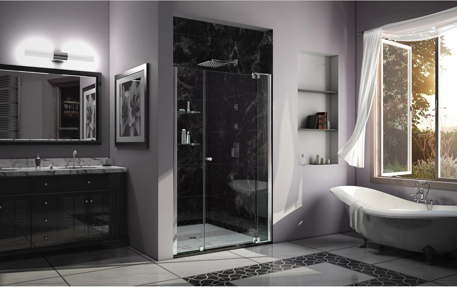 Allure 60" Frameless Chrome Pivot Shower Door with Clear Glass