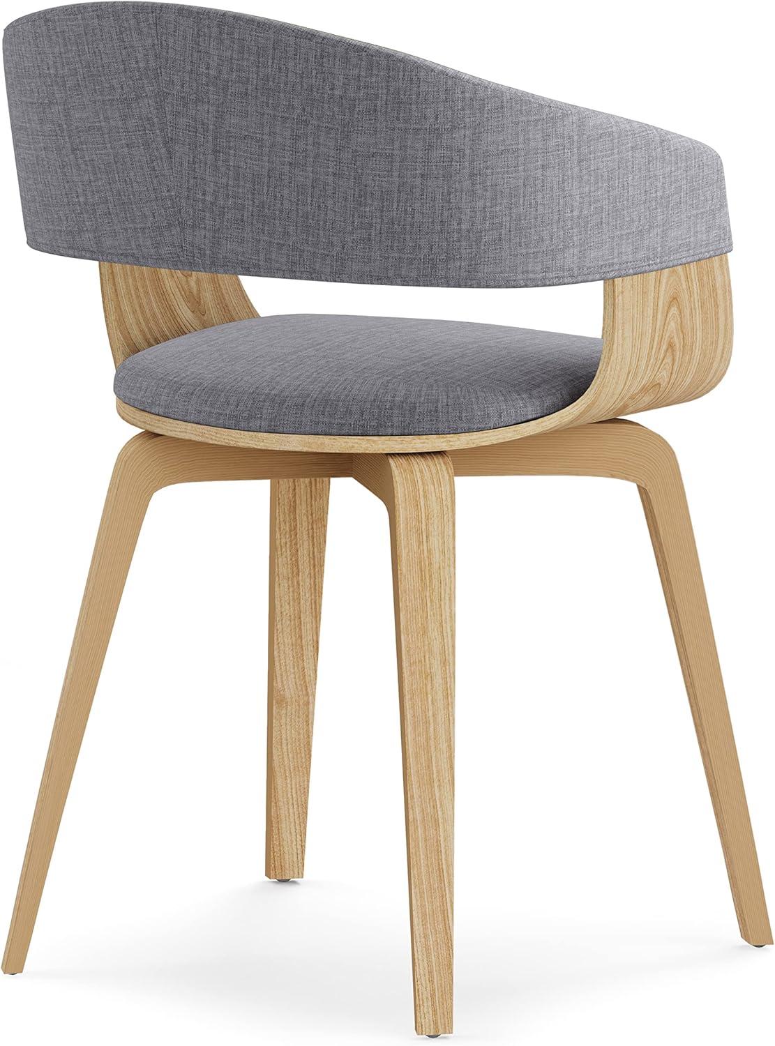 Lowell Bentwood Upholstered Dining Chair with Curved Backrest in Mid-Century Modern Style