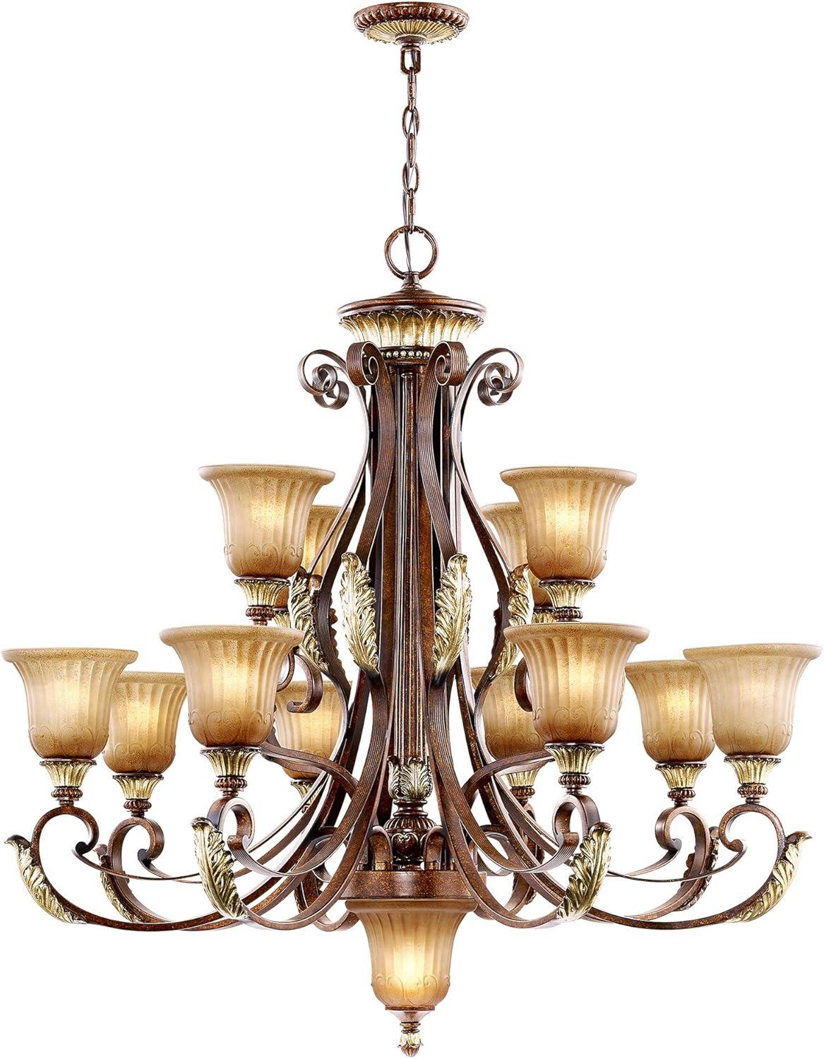 Livex Lighting Villa Verona Chandelier in Verona Bronze with Aged Gold Leaf