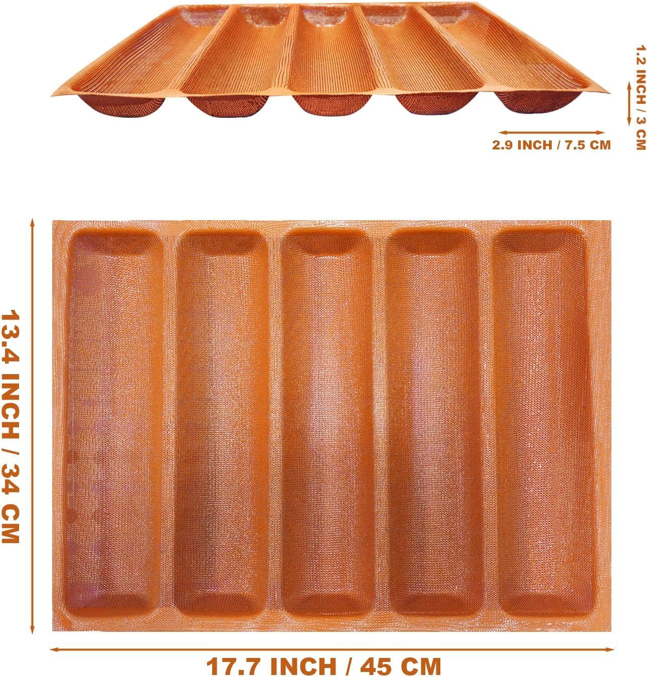 Silicone Perforated Baking Forms Sandwich Mold French Baguette Bread Pan Food Mat 5 Loaf Non-Stick Baking Liners