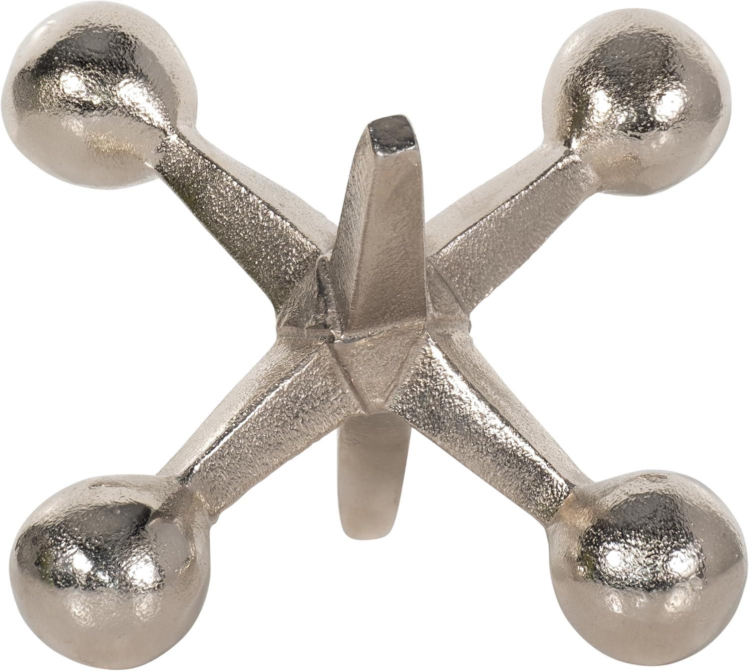 Sagebrook Home Creative Metal Jacks Sculpture for Room, Bedroom or Office Decor, Aluminum, Silver 7 L x 5 W x 5 H Inches