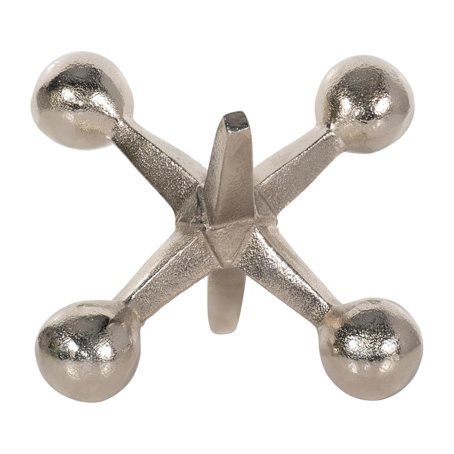 Sagebrook Home Creative Metal Jacks Sculpture for Room, Bedroom or Office Decor, Aluminum, Silver 7 L x 5 W x 5 H Inches