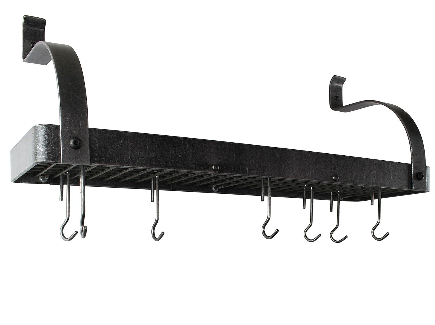 Enclume Handcrafted Gourmet Bookshelf Wall Rack with Curved Arms & 12 Hooks
