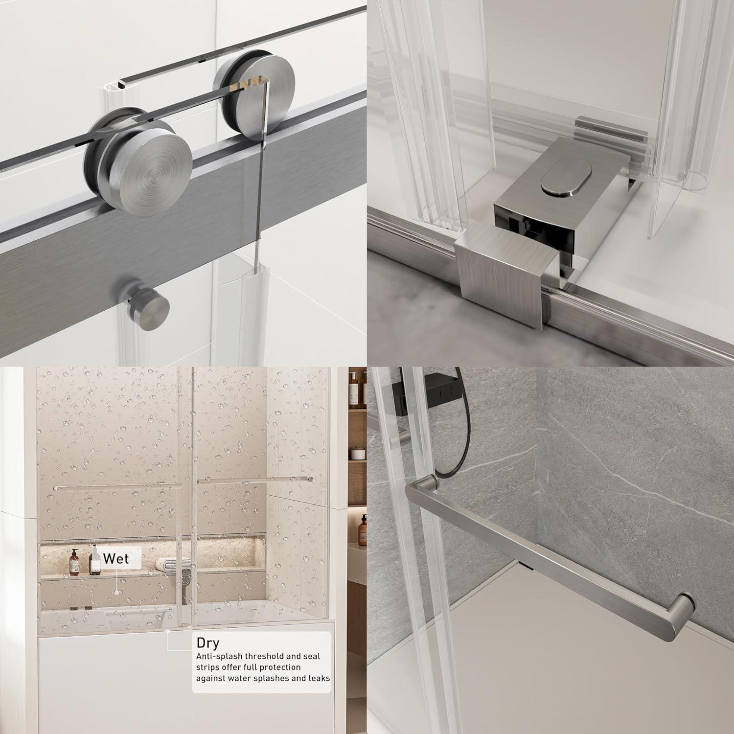 56-60 In. X 76 In Double Sliding Shower Door, 5/16 In Clear Tempered Glass Easy-Clean Coating Chrome