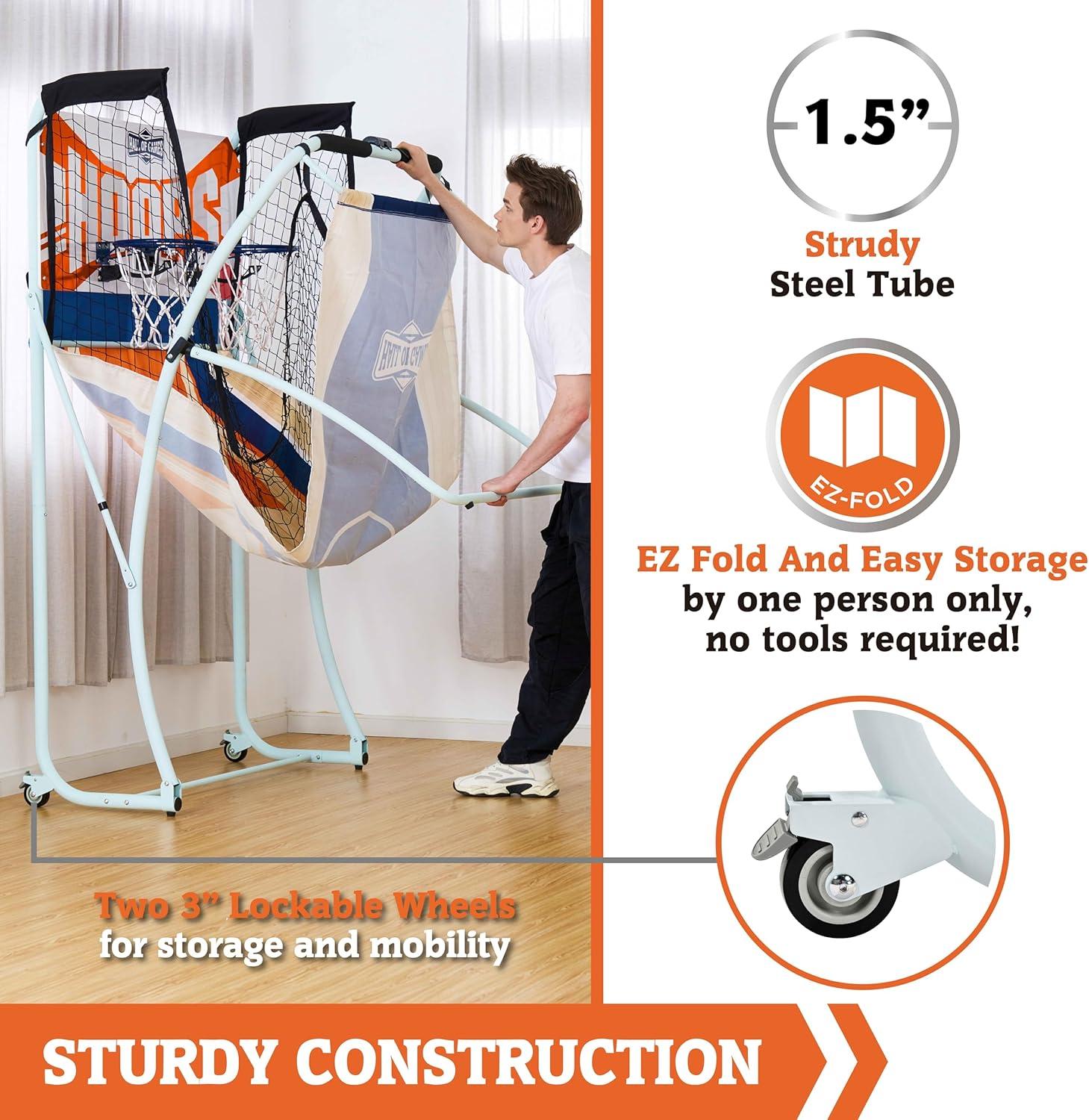 EZ-Fold 2-Player Indoor Basketball Game with LED Scoring