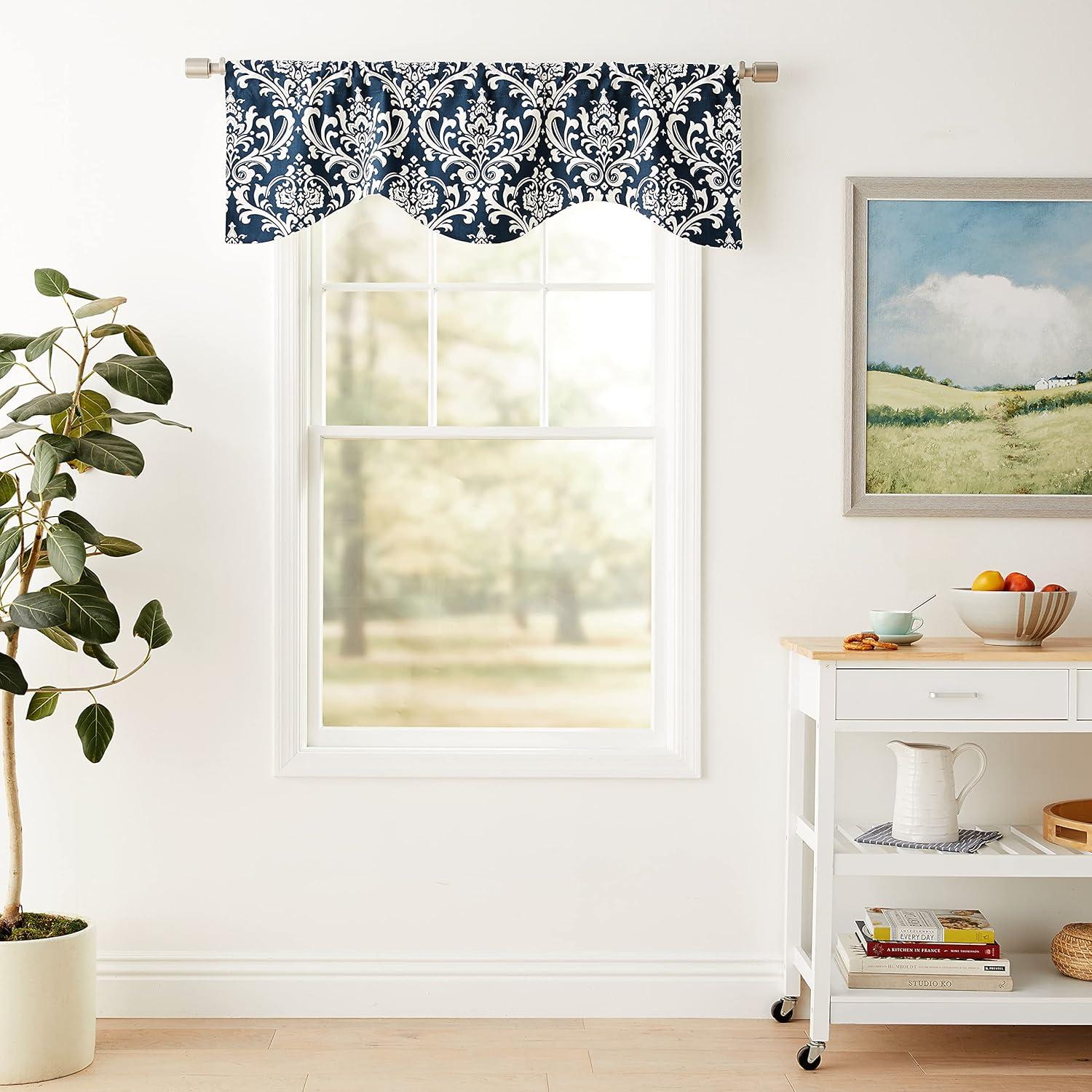 Ozbourne Cornice Syel 3" Rod Pocket Valance 50" x 17" Navy by RLF Home