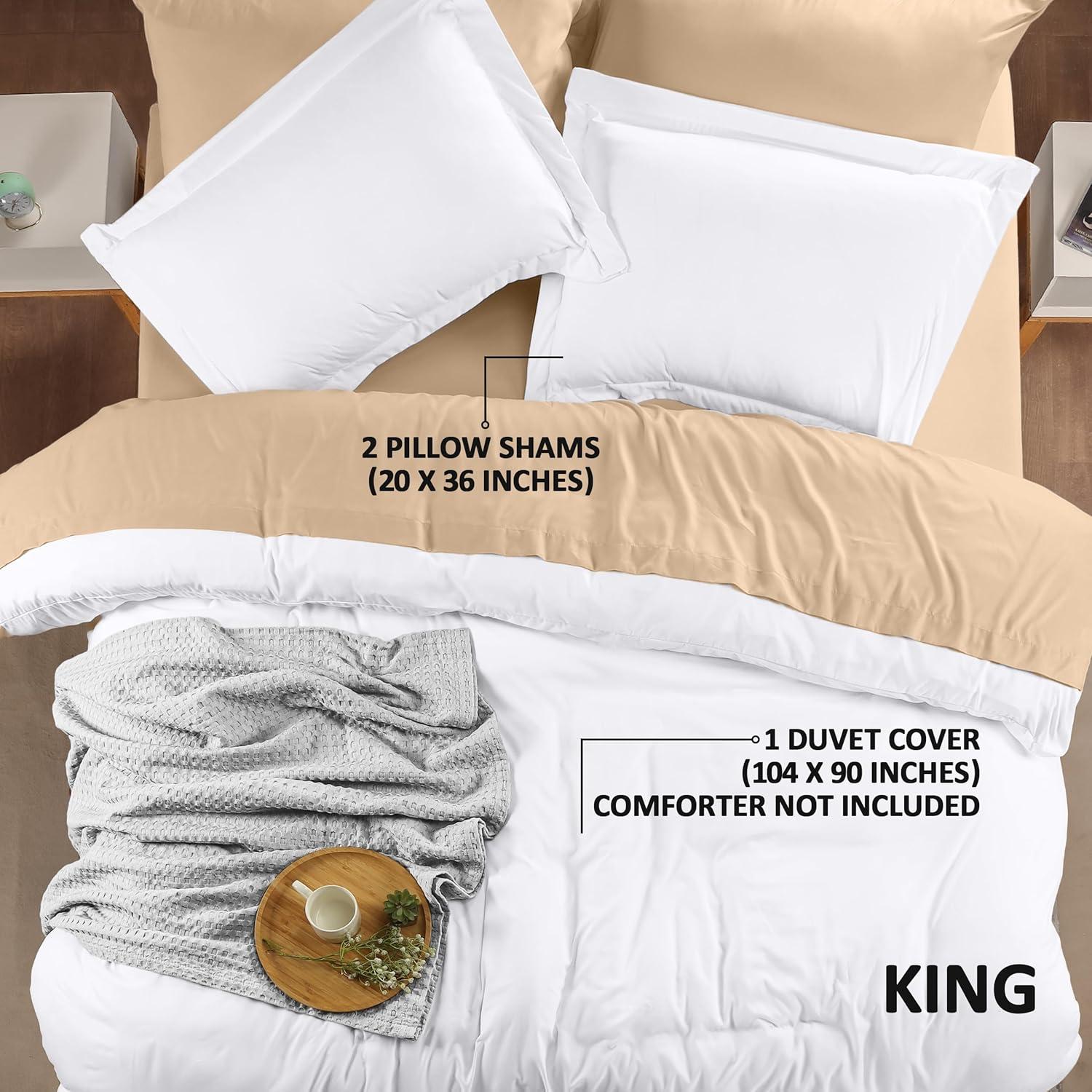 King White Brushed Microfiber Duvet Cover Set