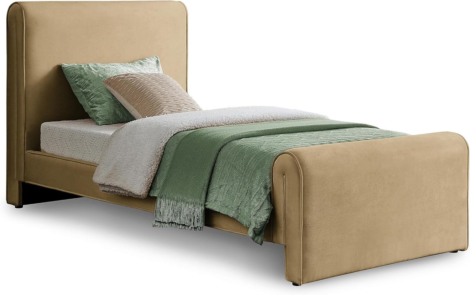 Meridian Furniture Sloan Camel Velvet Queen Bed