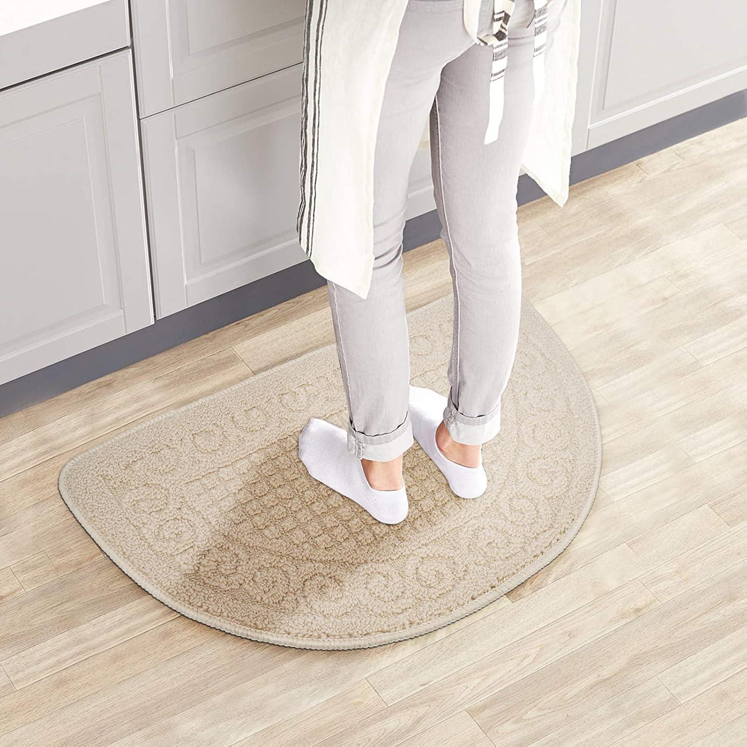 Half Round Non-Slip Kitchen Bedroom Toilet Doormat Floor Rug Mat Keeps Your Floors Clean Decorative Design (Large, Blue)