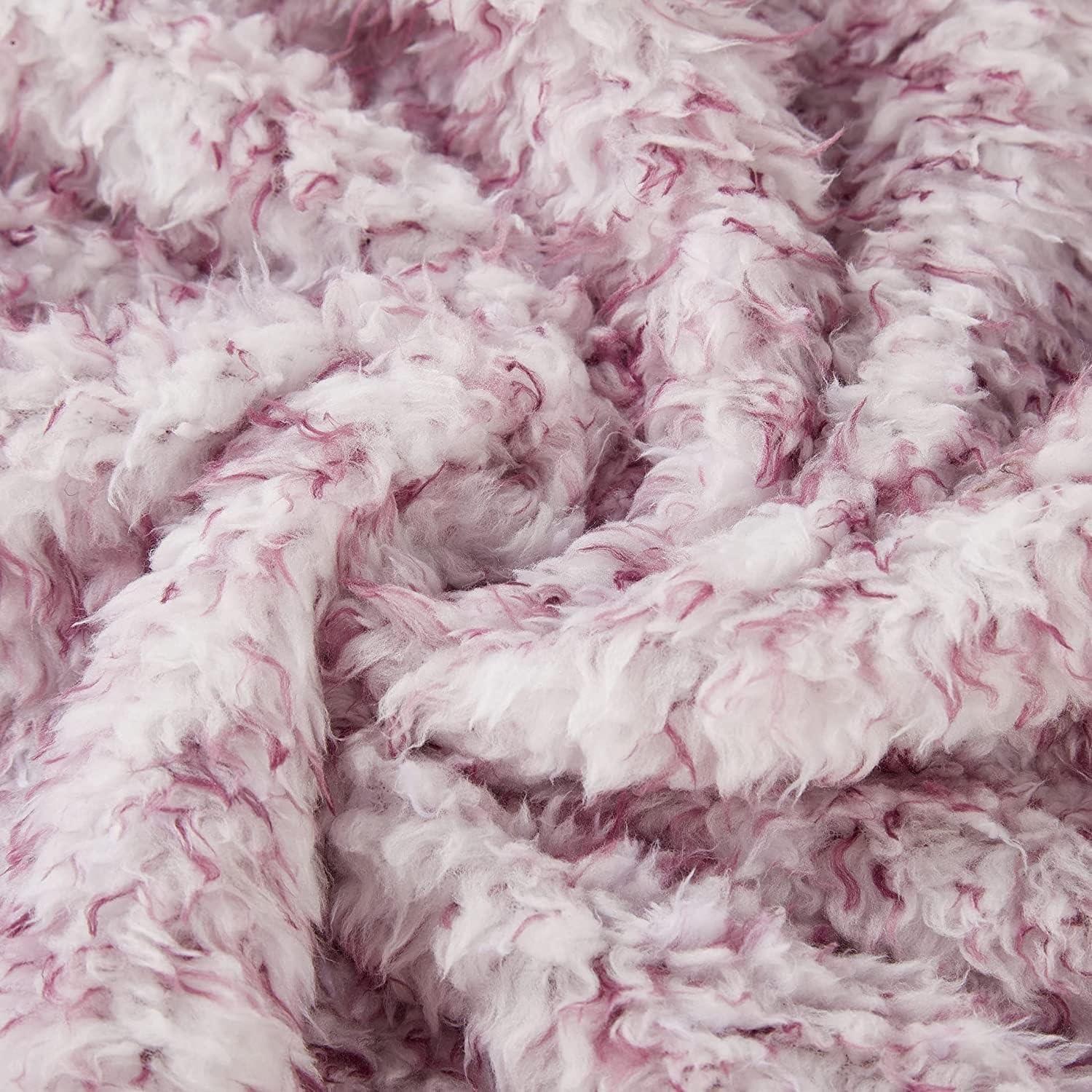 Velvety Soft Plum and Pink Sherpa Throw Blanket 50x60 Inches