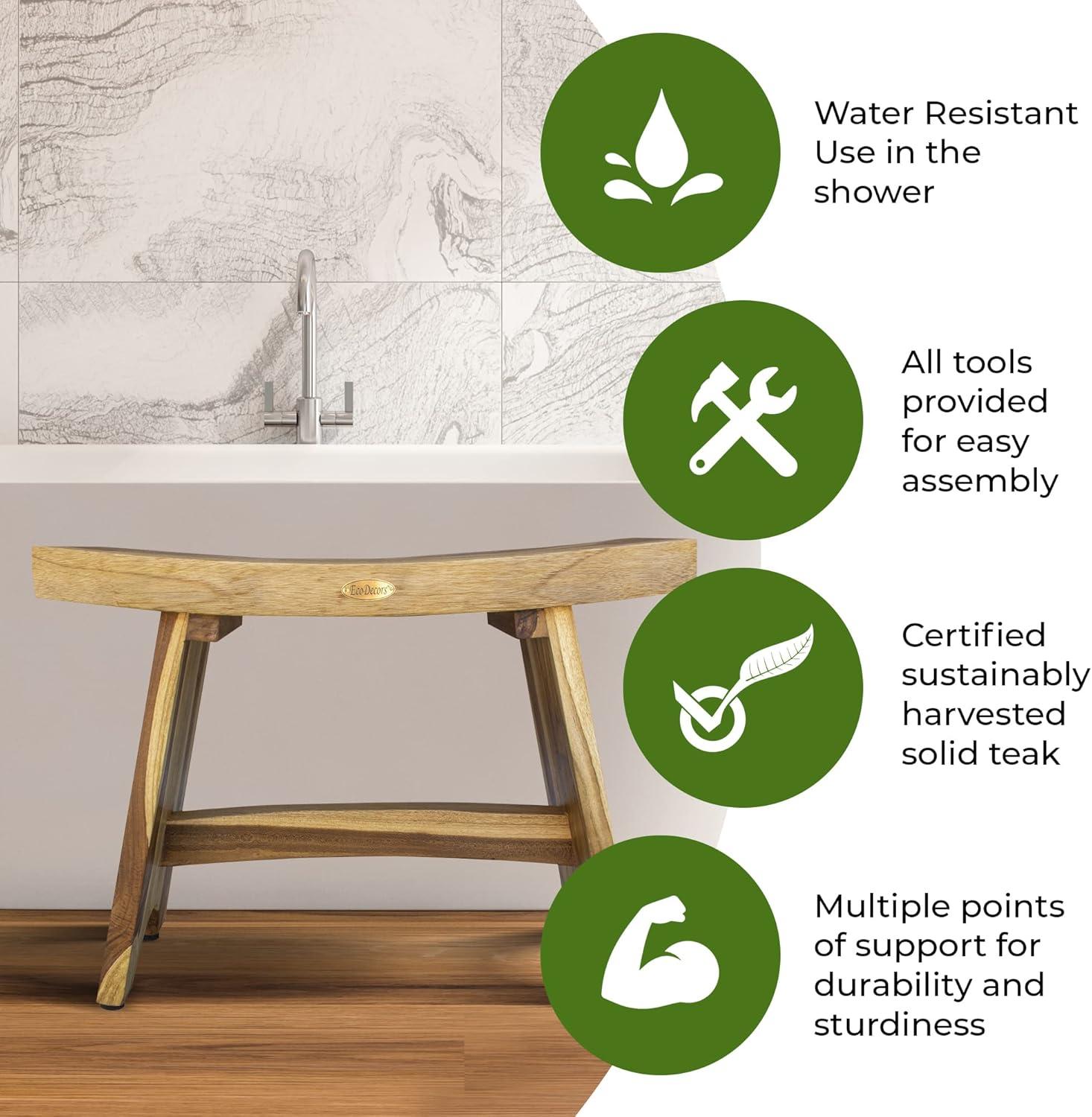 EcoDecors EarthyTeak - Serenity 24'' W Teak Shower Bench