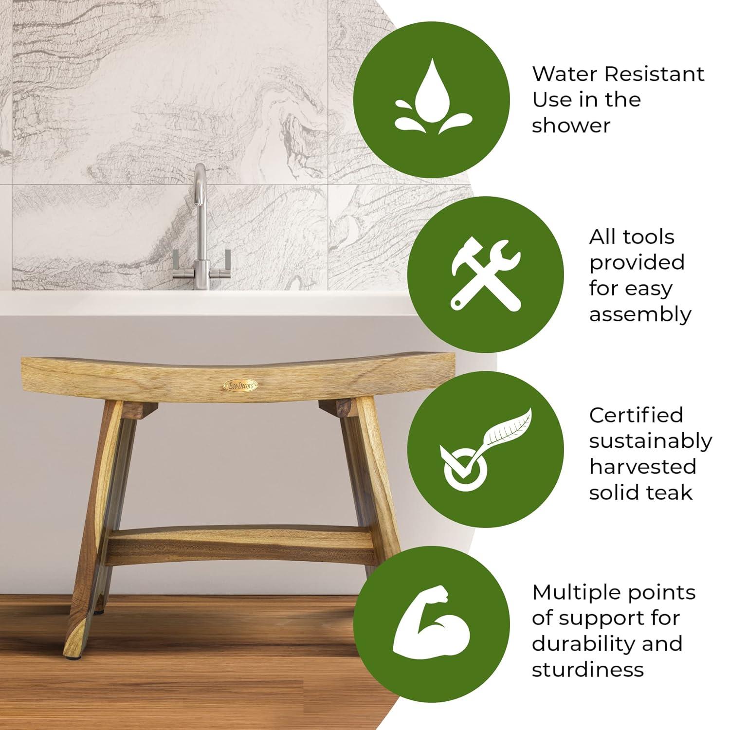 EcoDecors EarthyTeak - Serenity 24'' W Teak Shower Bench