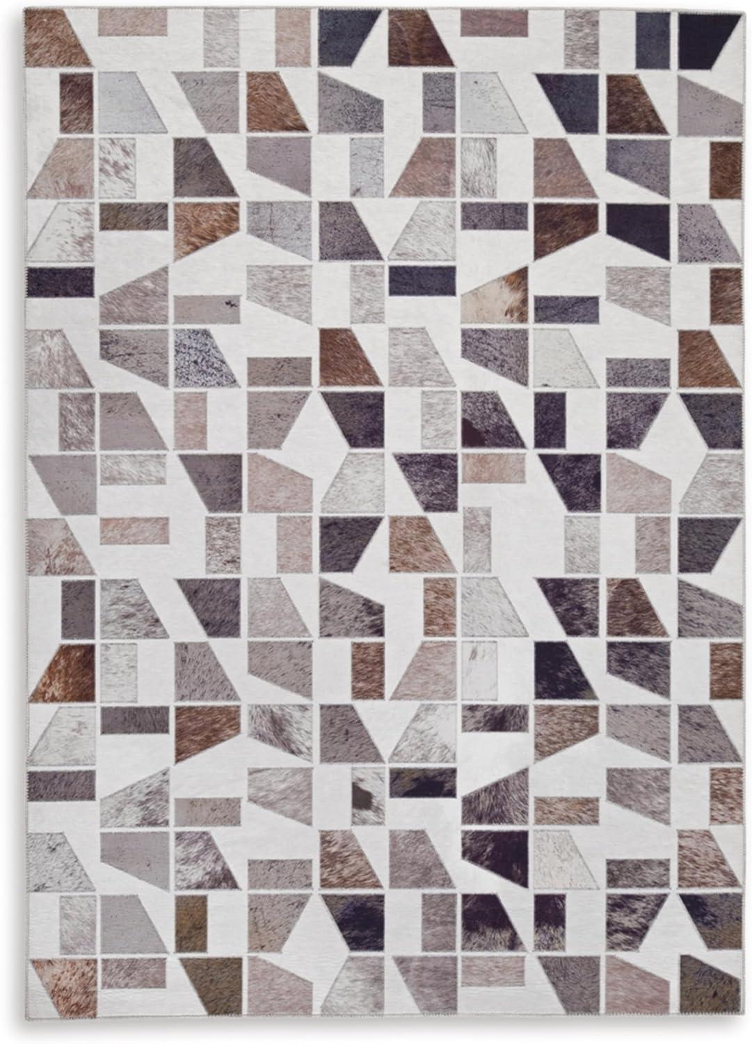 Geometric Multicolor Synthetic 5' x 7' Area Rug