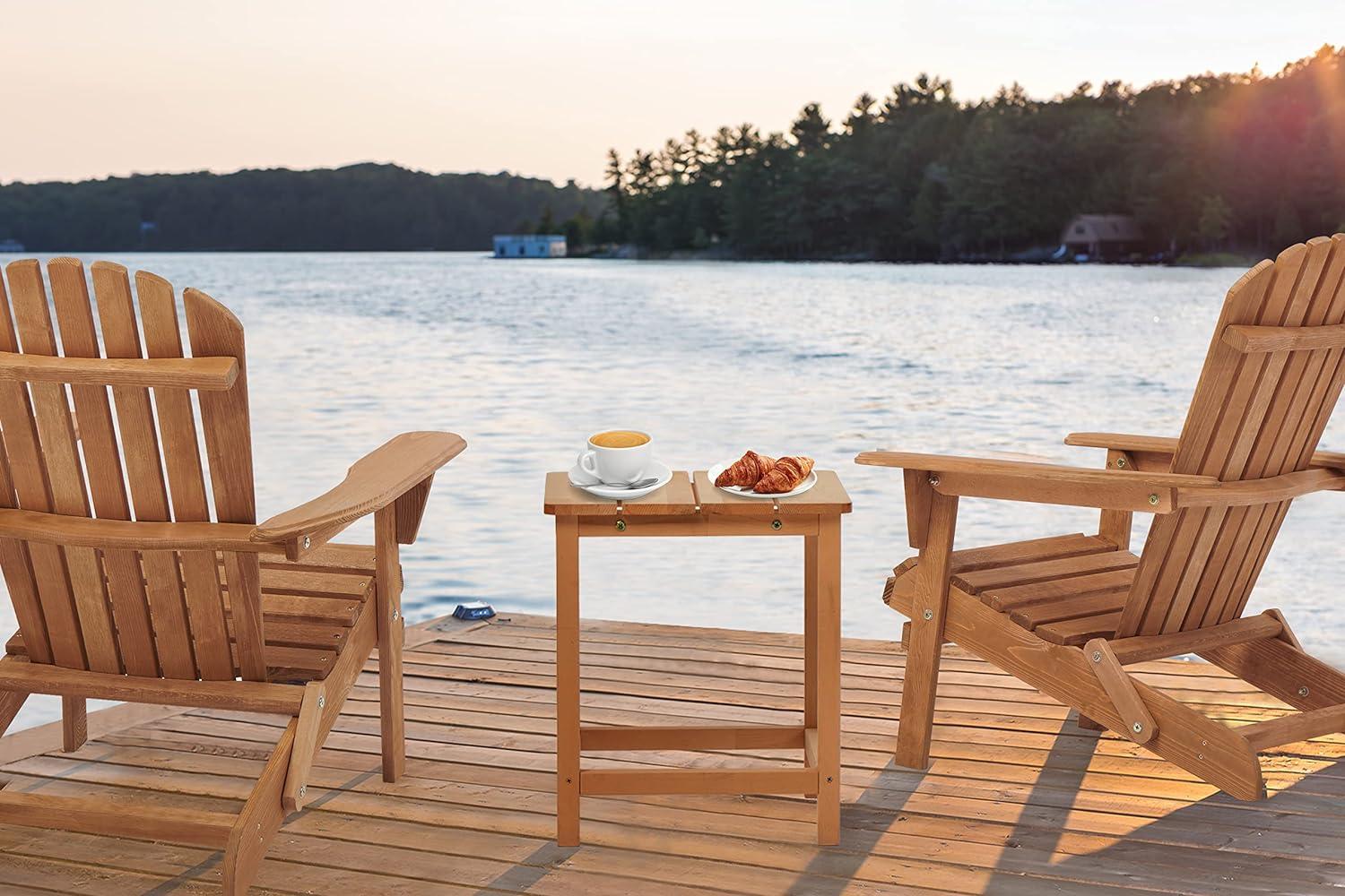 Wooden Folding Adirondack Chair, Half Pre-Assembled Wood Patio Lounge Chair for Outdoor Garden Backyard Porch Pool Deck Firepit