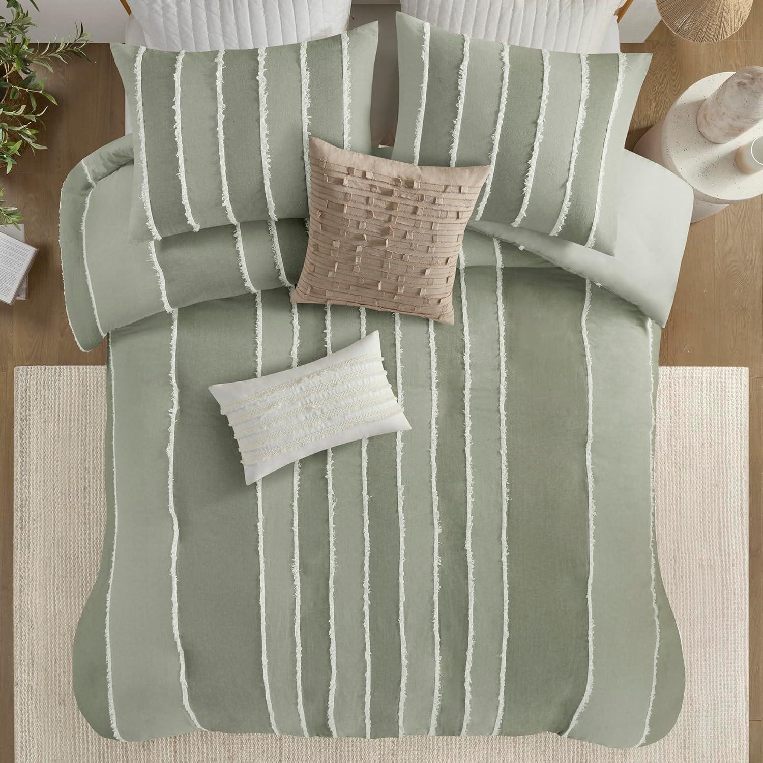 INK+IVY Shay 3 Piece Striped Cotton Duvet Cover Set
