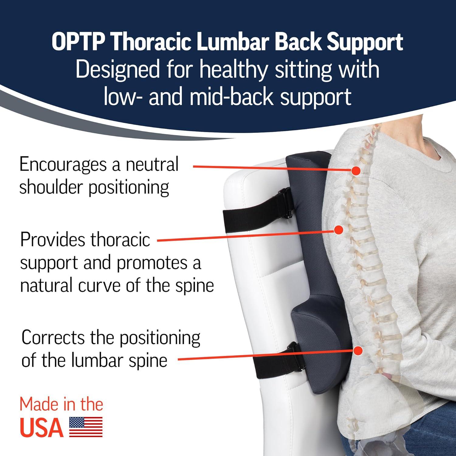 OPTP Thoracic Lumbar Back Support - Full Back and Lumbar Support for Improved Sitting Posture, Upper/Lower Back Support for Chair, and Car Back