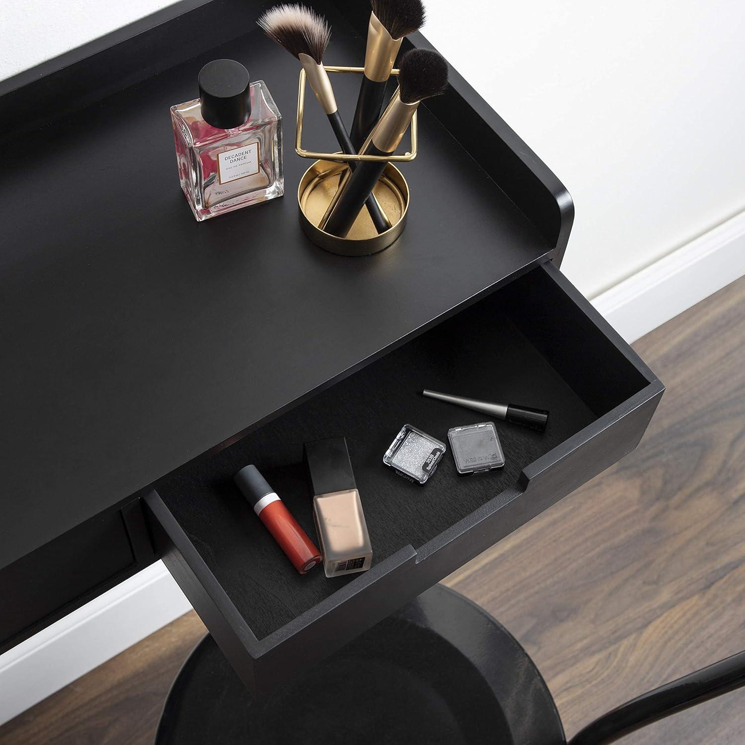 Kate and Laurel Kitt Rectangle Wood Floating Console Table, 28x12x6.5, Black