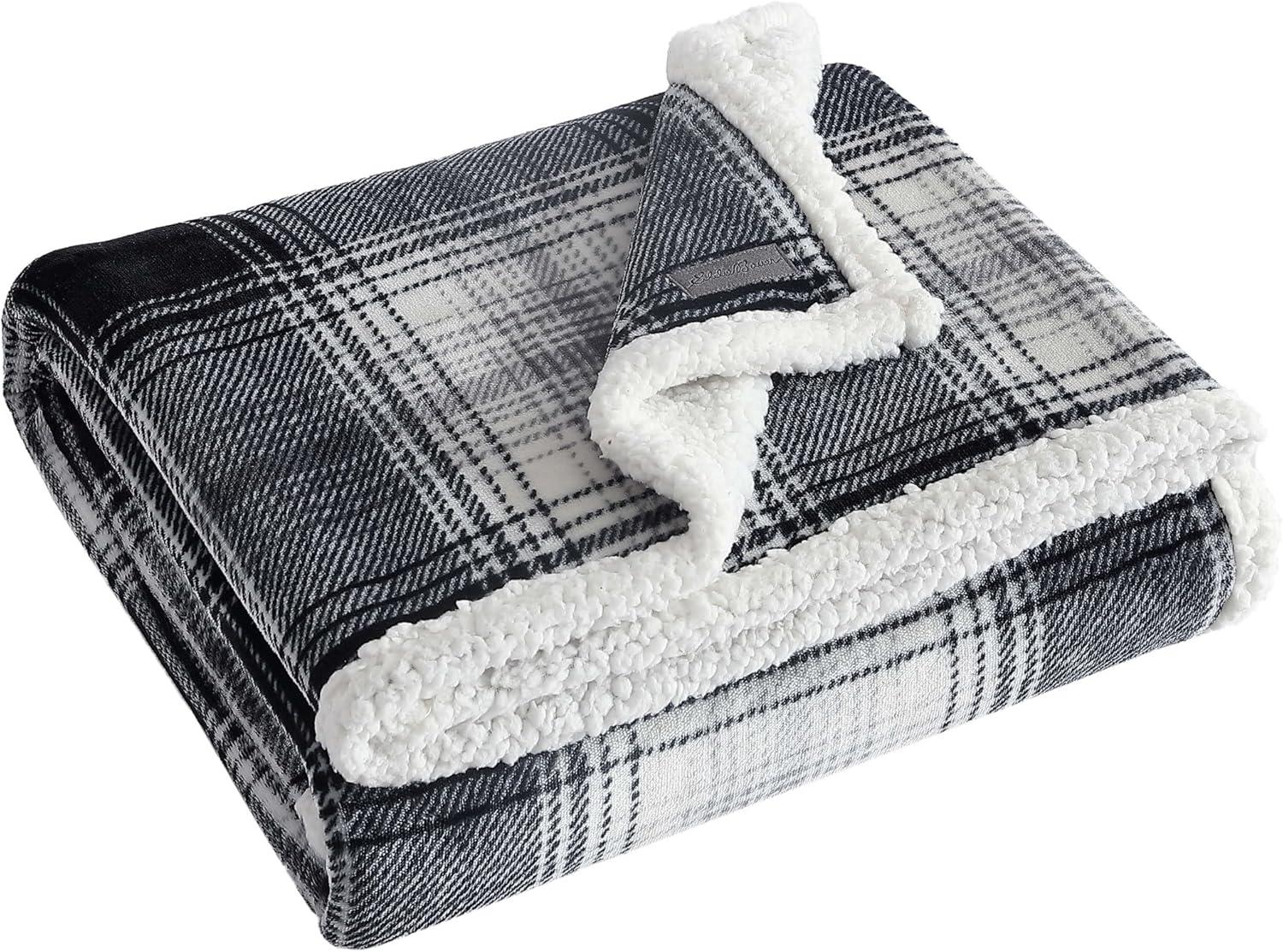 Eddie Bauer Printed Plush Fleece/Sherpa Throw Blankets