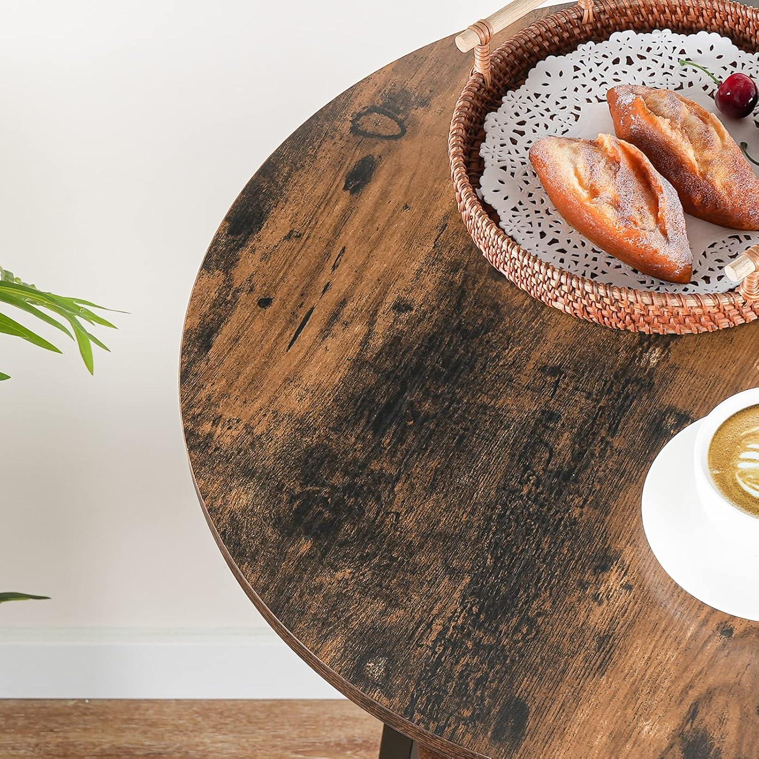 HOOBRO Bar Table, Round Pub Table, 2-Tier with Storage, 37.4" High Top for Small Spaces, with Top Particleboard for Kitchen, Easy to Assemble, Rustic Brown BF55BT01