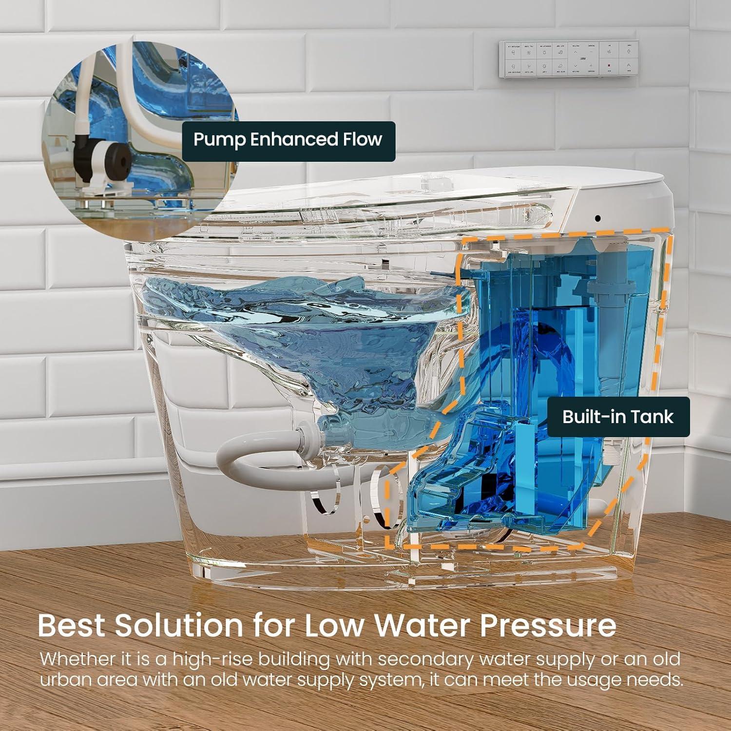 White High Efficiency One-Piece Smart Toilet with Bidet