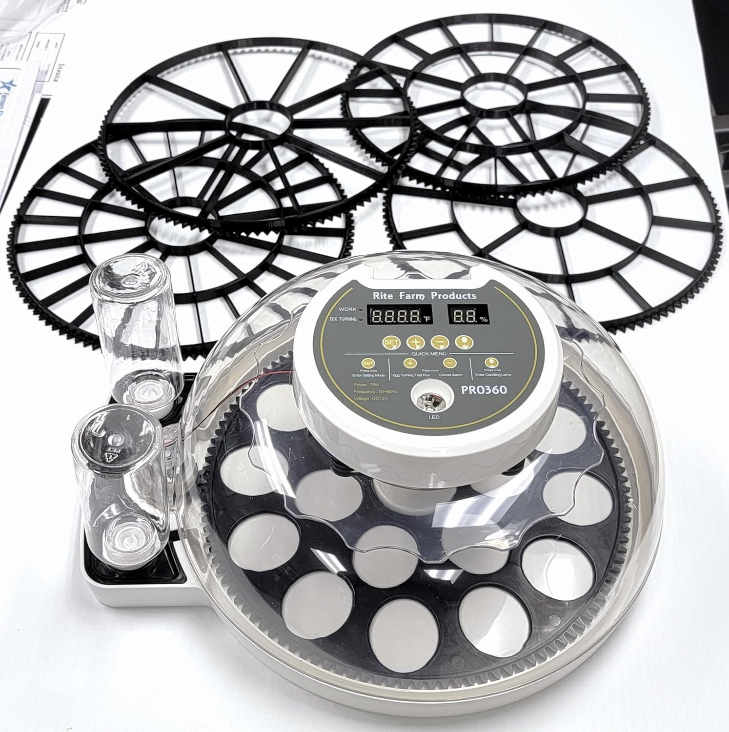 Deluxe Pro 360 Clear Polypropylene Chicken Egg Incubator with Turner Trays