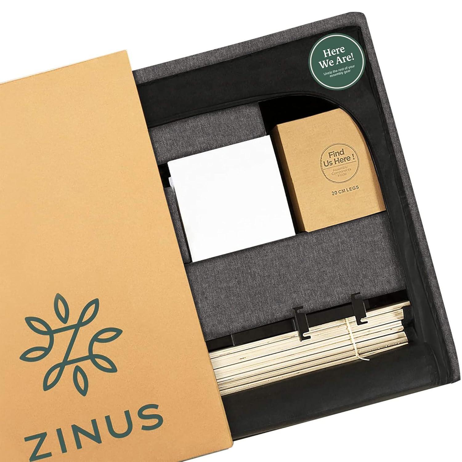 King Judy Upholstered Platform Bed Frame Gray - Zinus: Modern Style, No Box Spring Needed, 5-Year Warranty