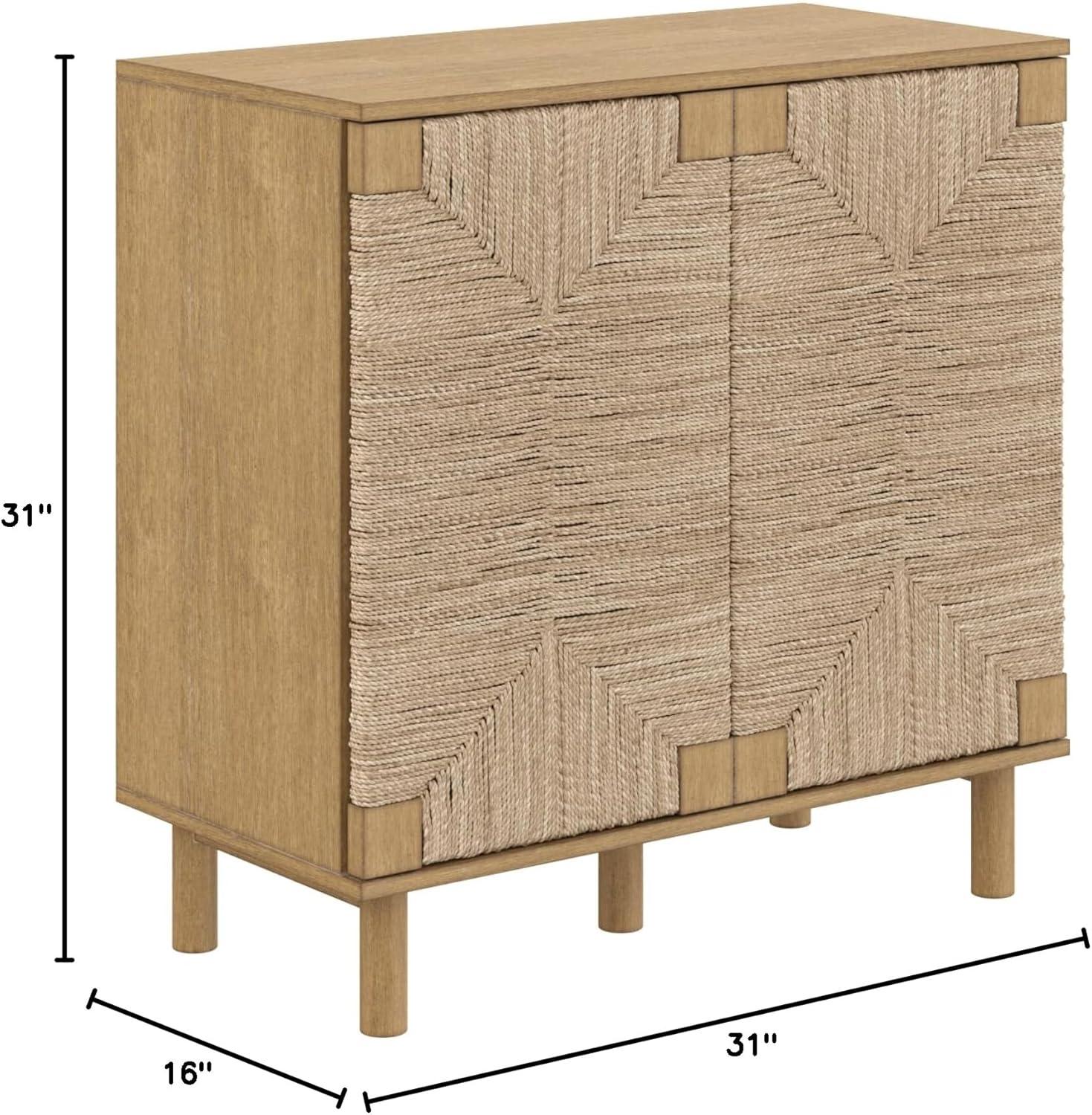 Beacon Wood and Seagrass 2 Door Storage Cabinet - Nathan James