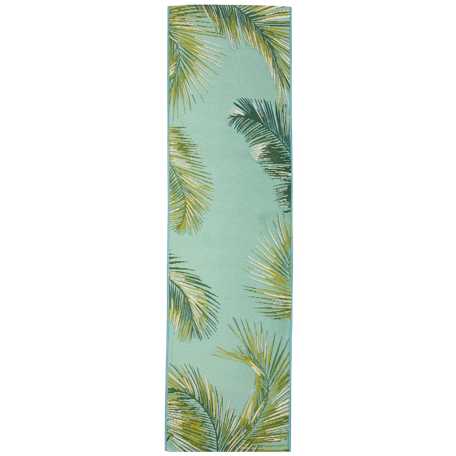 Liora Manne Marina Palm Border Indoor/Outdoor Rug Aqua 1'11" x 7'6"