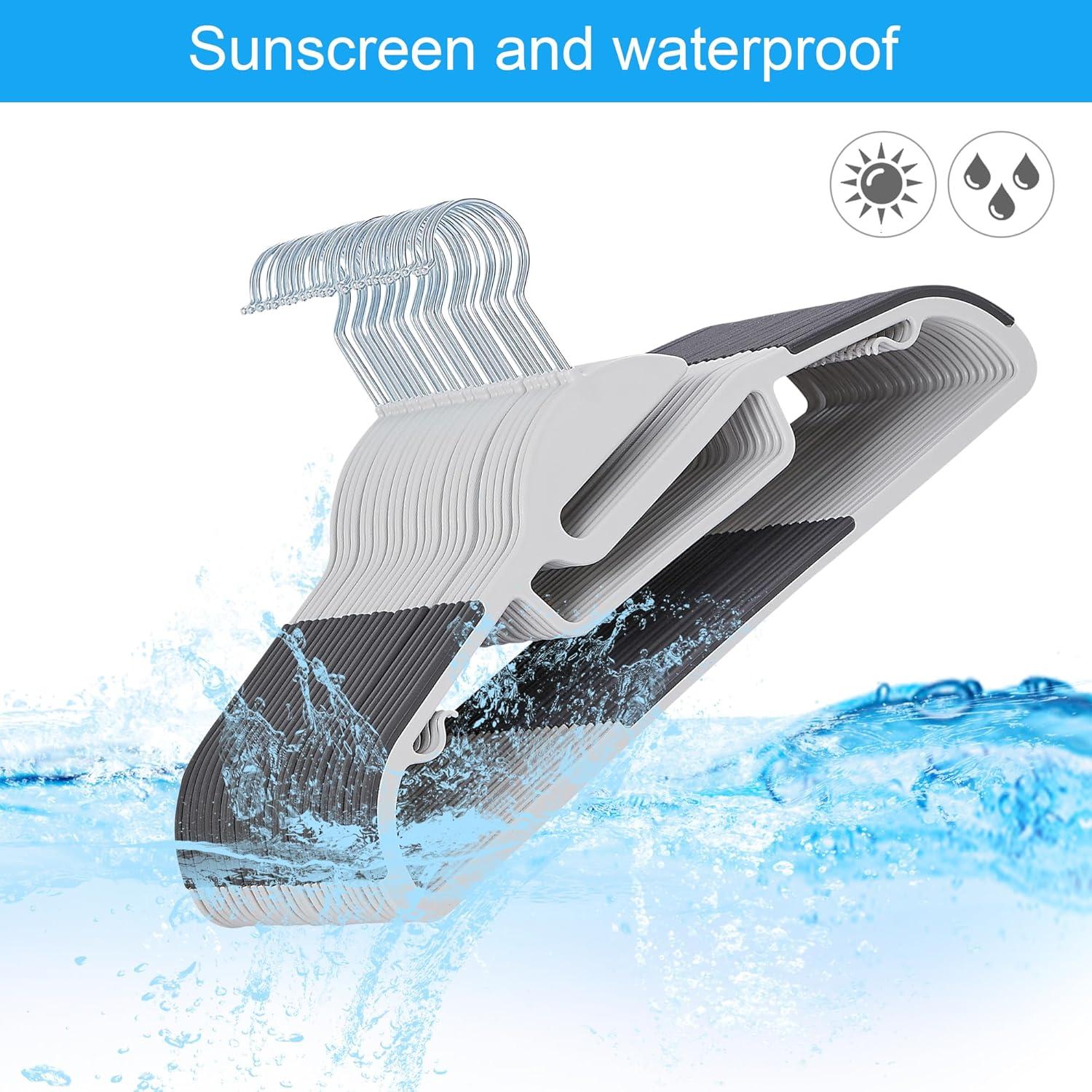 VECELO 50 Pack Heavy Duty Plastic Hangers, 360º Swivel Hook Coat Hangers, Non-Slip, Space-Saving, Dark Gray