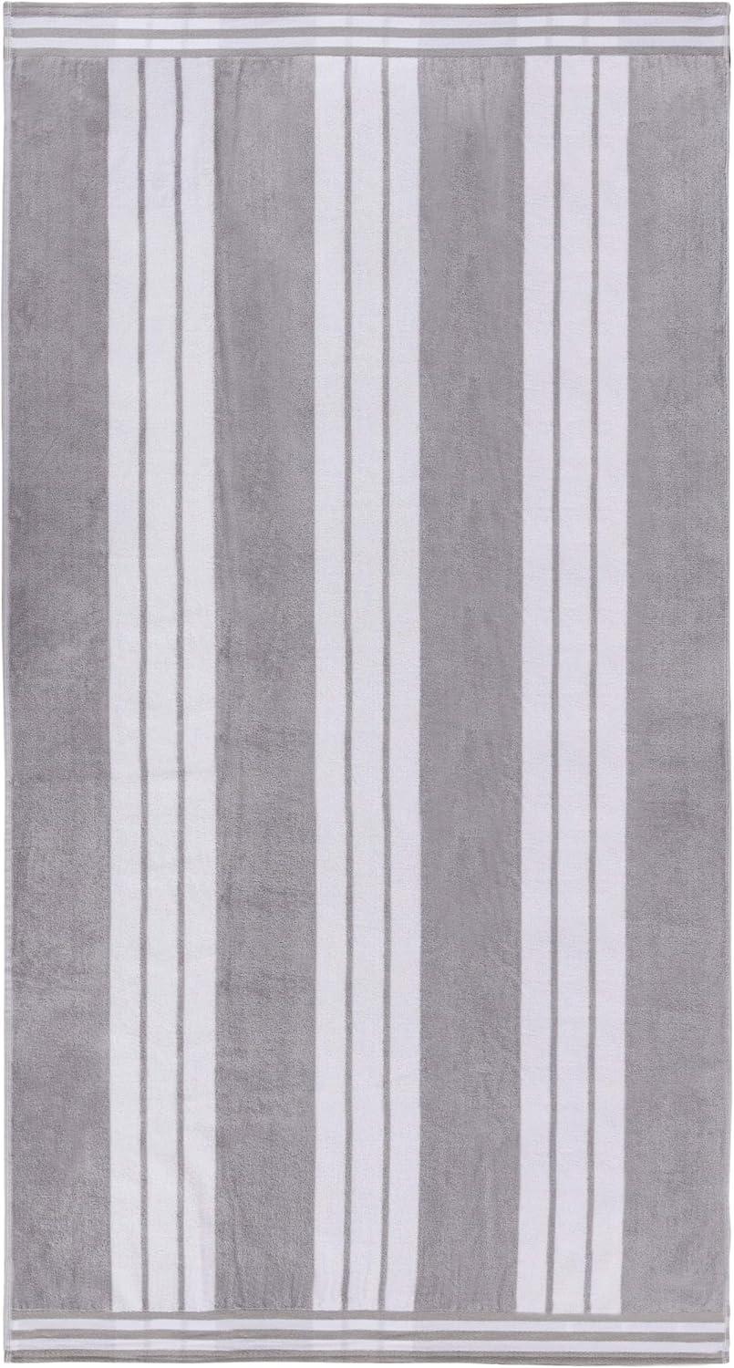 Superior Cotton Striped Oversized Beach Towel, 34" x 64", Light Grey