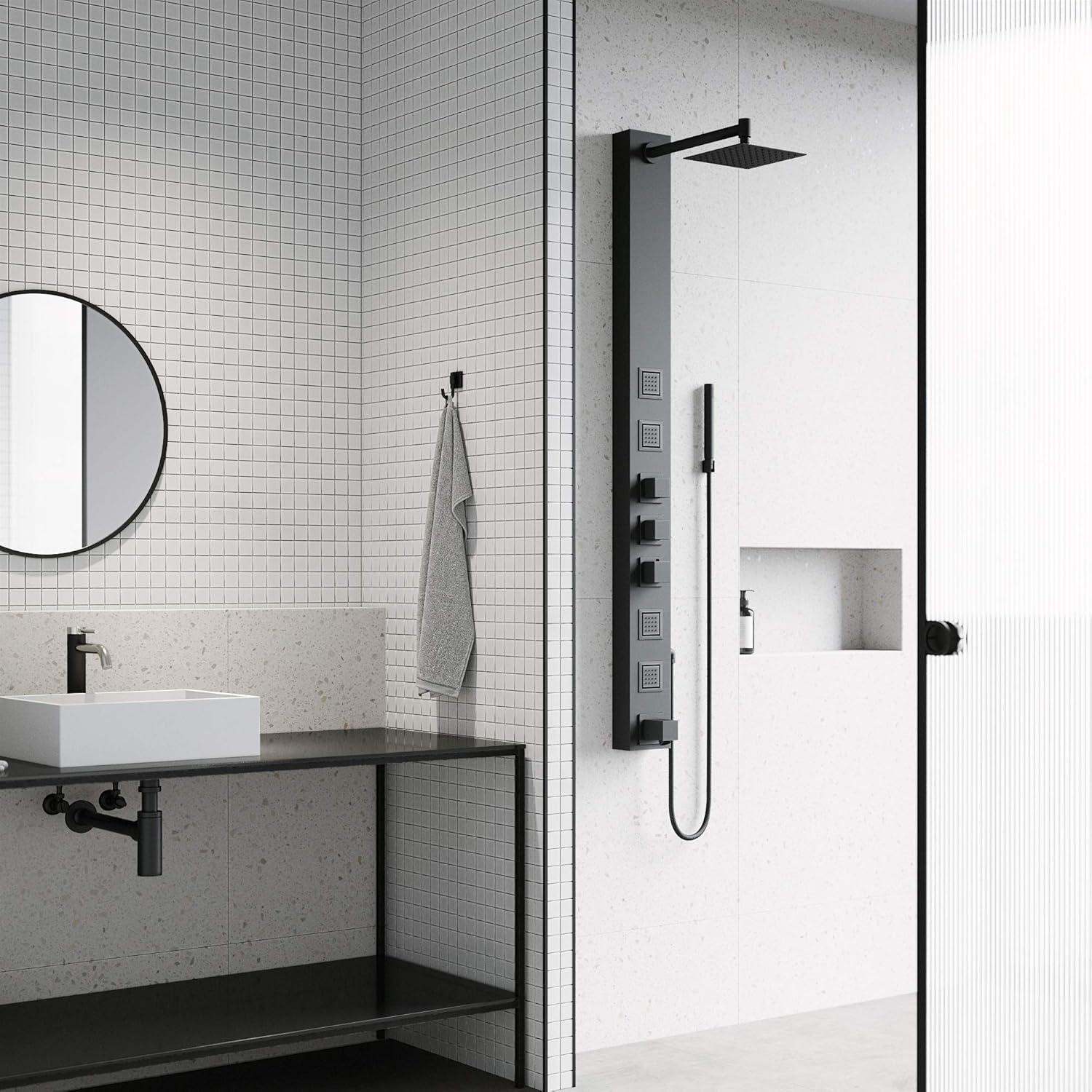 Bowery 58" H X 5" W 4-Jet Shower System &Tub Filler with Hand Shower Wand and Adjustable Shower Head