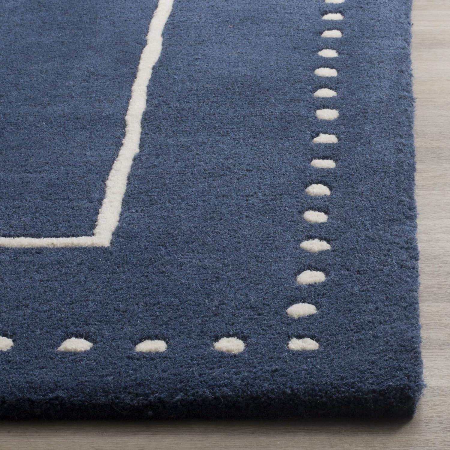 Bella BEL151 Hand Tufted Area Rug - Navy Blue/Ivory - 4'x6' - Safavieh.