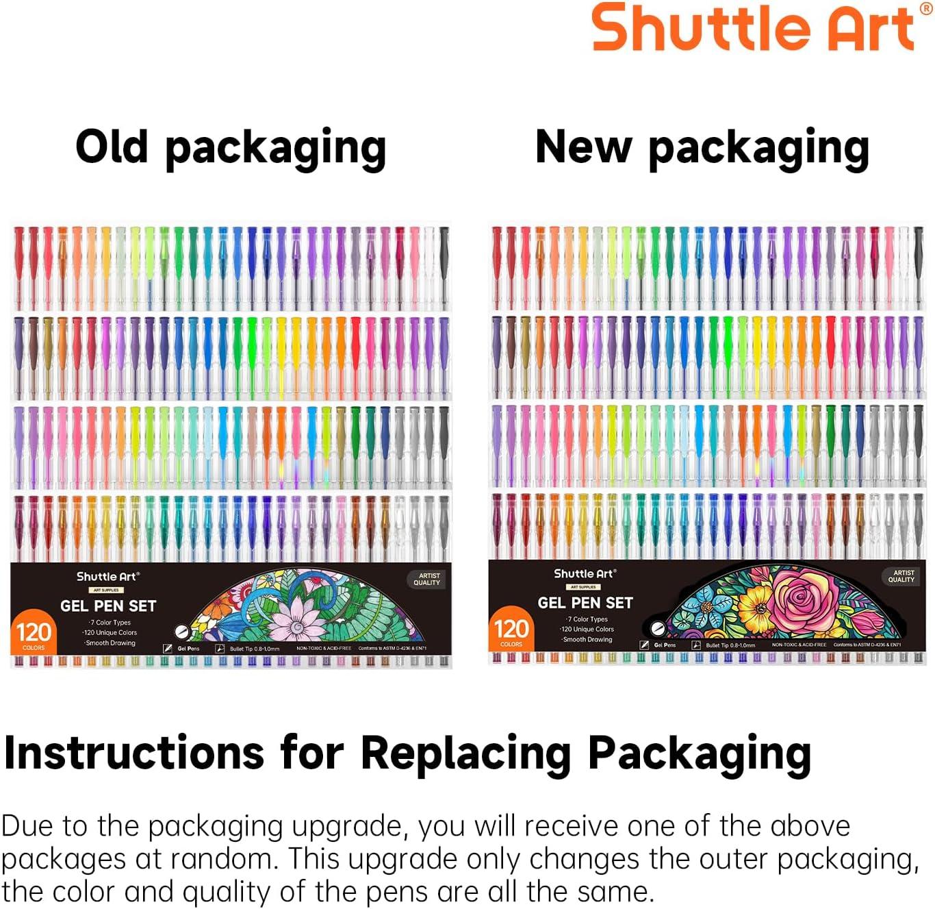 Shuttle Art 120 Unique Colors (No Duplicates) Gel Pens Colored Gel Pen Set for Adult Coloring Books Art Markers