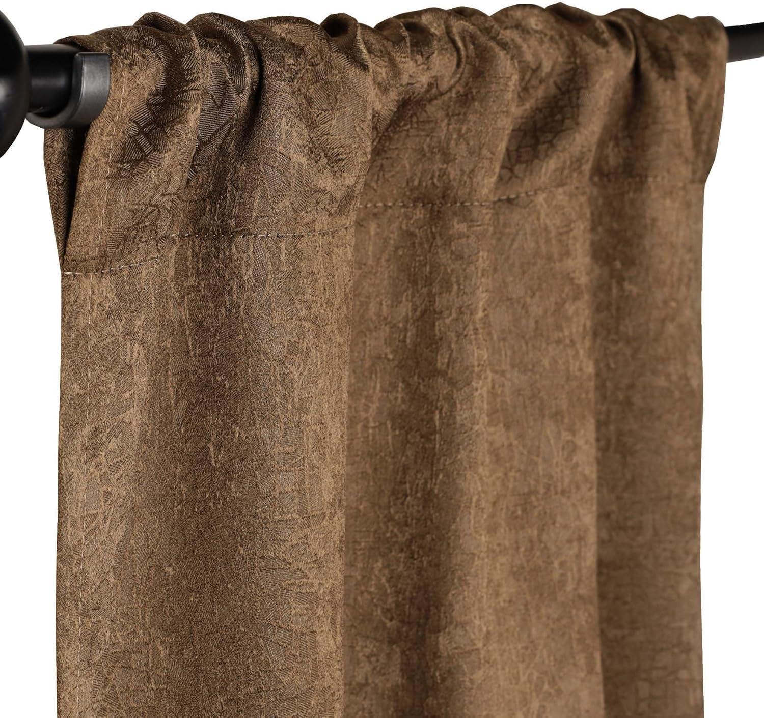 Brown 84" Blackout Polyester Rod Pocket Curtains, Set of 2