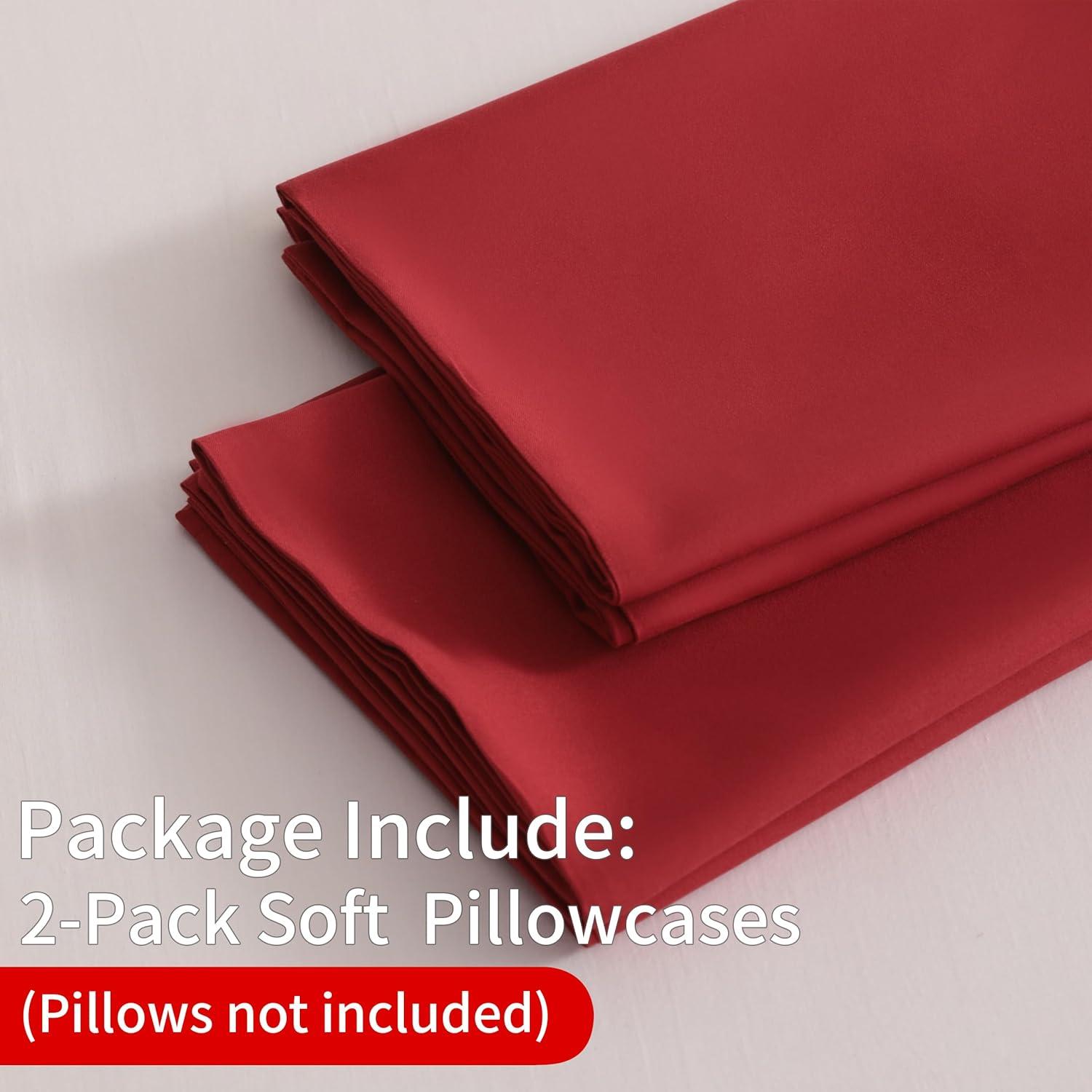 Microfiber Queen - Envelope - 20 x 30 Red Pillowcase Set by Bare Home