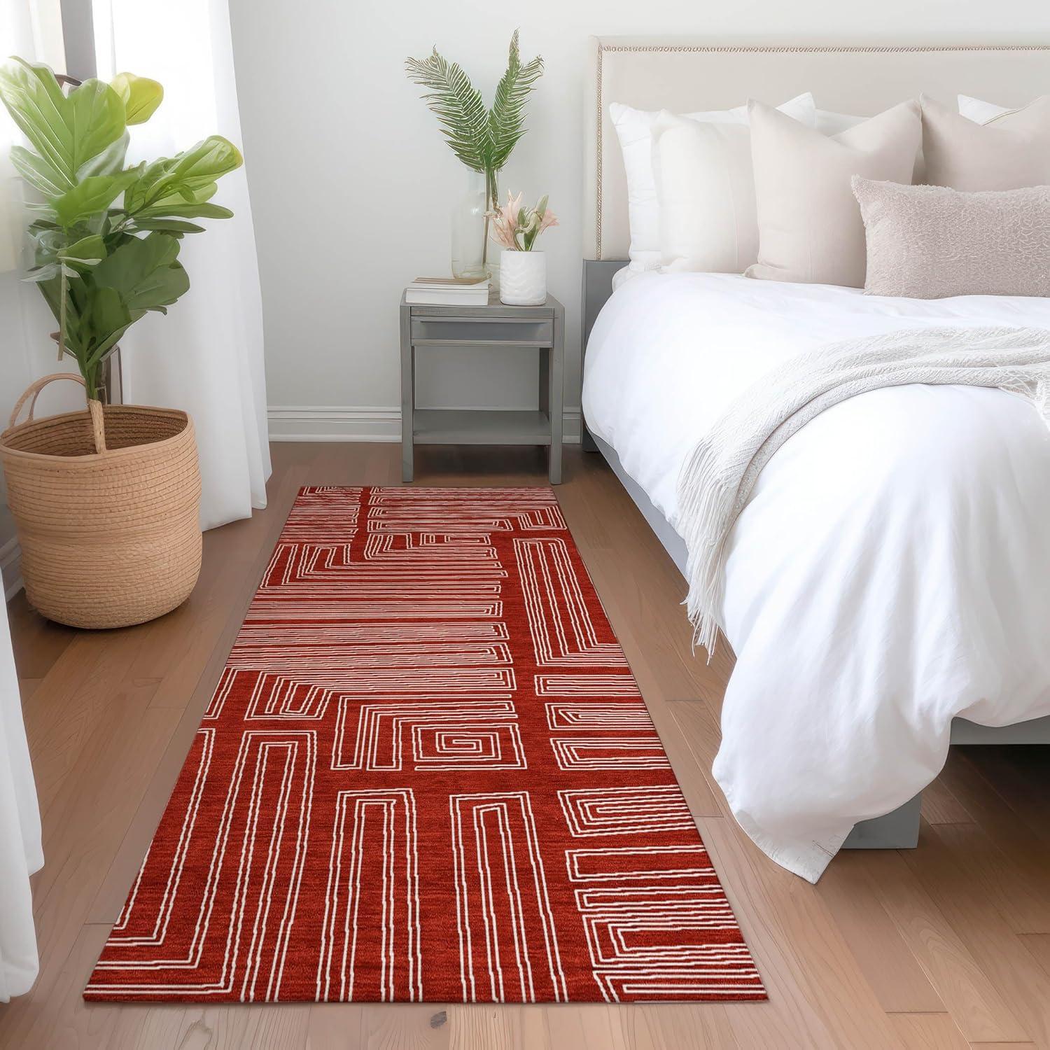 Machine Washable Indoor/Outdoor Chayden ACN1045 Red Rug