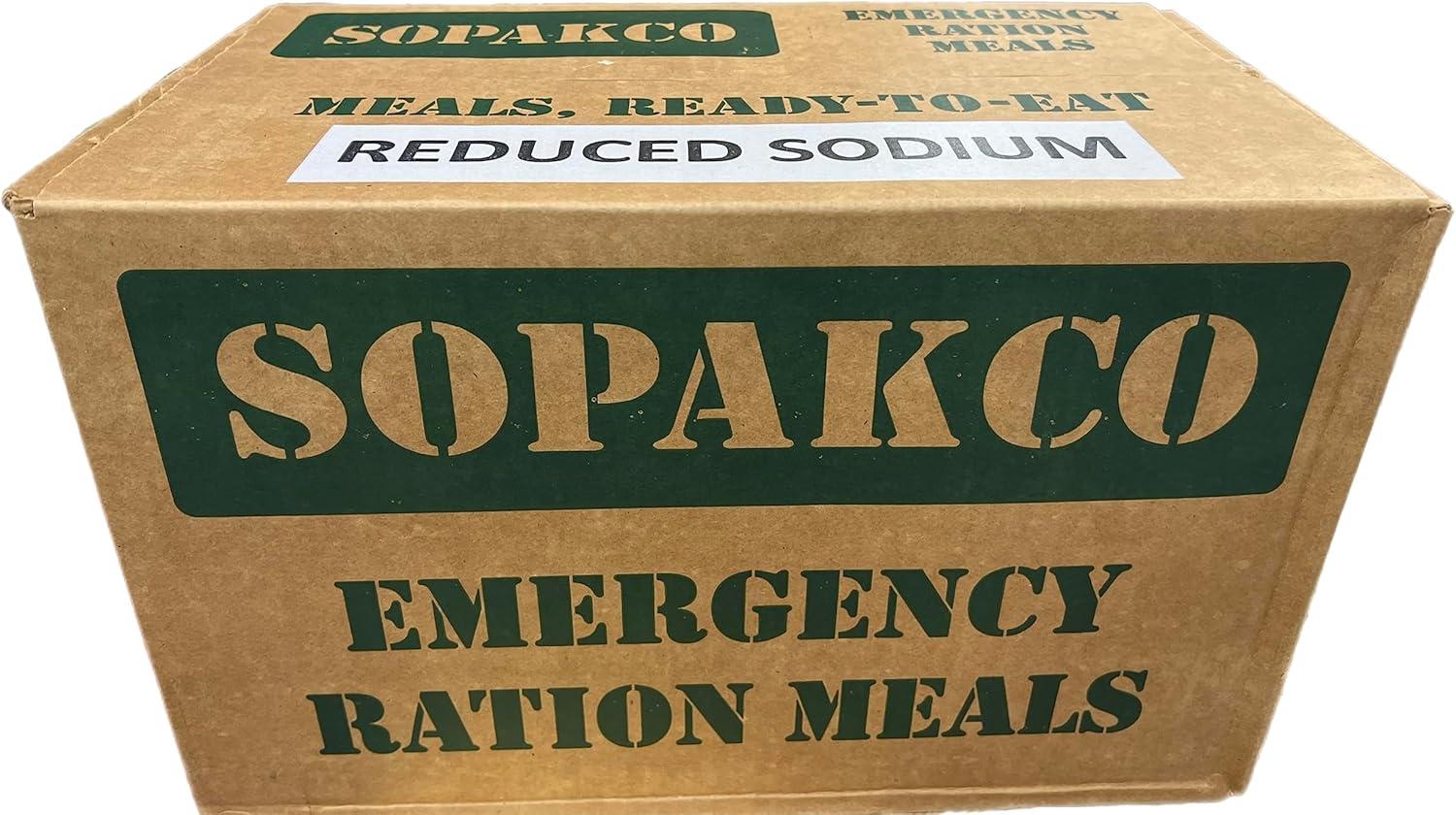 Case of 14 SOPAKCO MRE Reduced Sodium Emergency Ration Meals - Ready to Eat Factory Sealed and Banded 7020 01/22