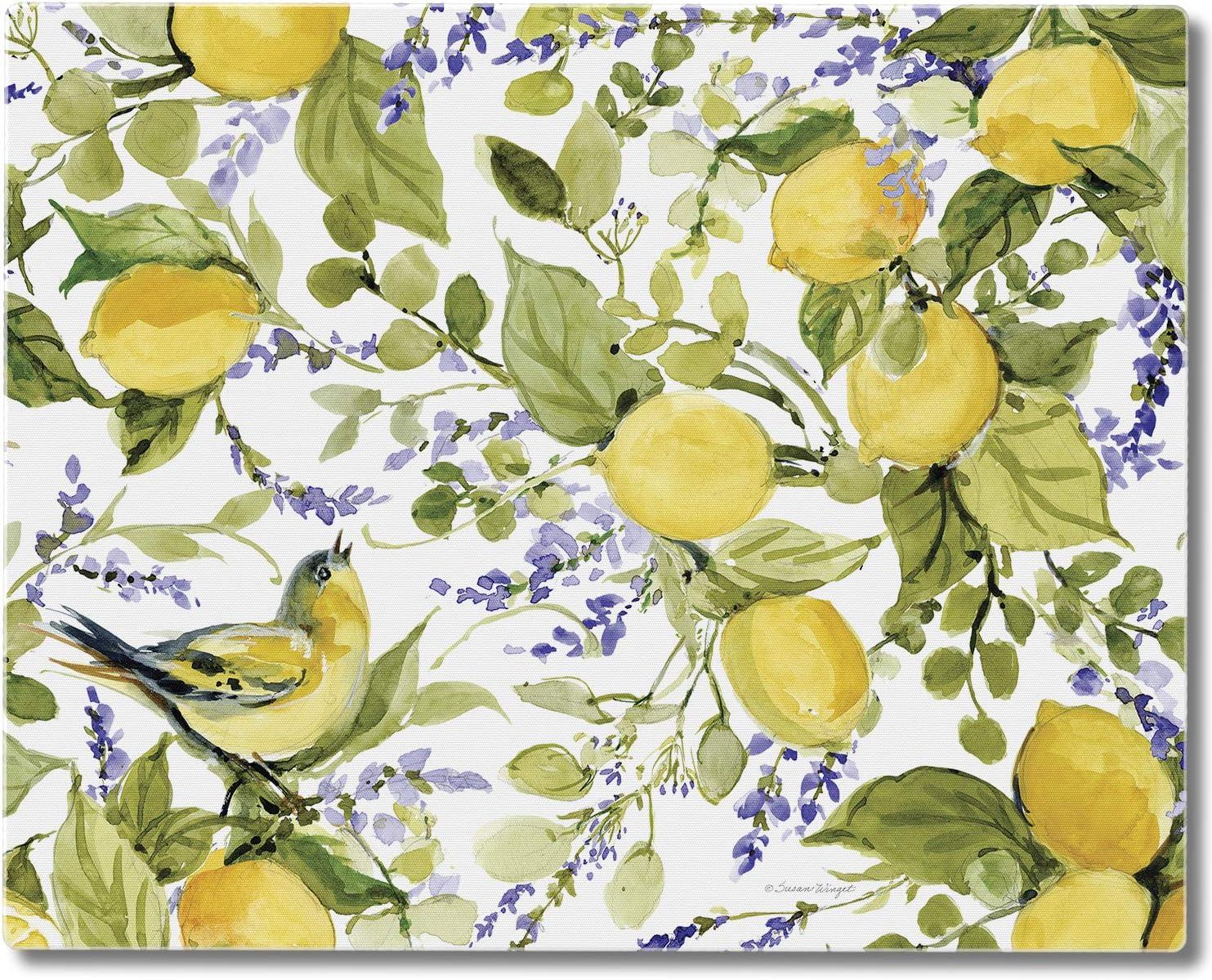 CounterArt Watercolor Lemons Tempered Glass Cutting Board