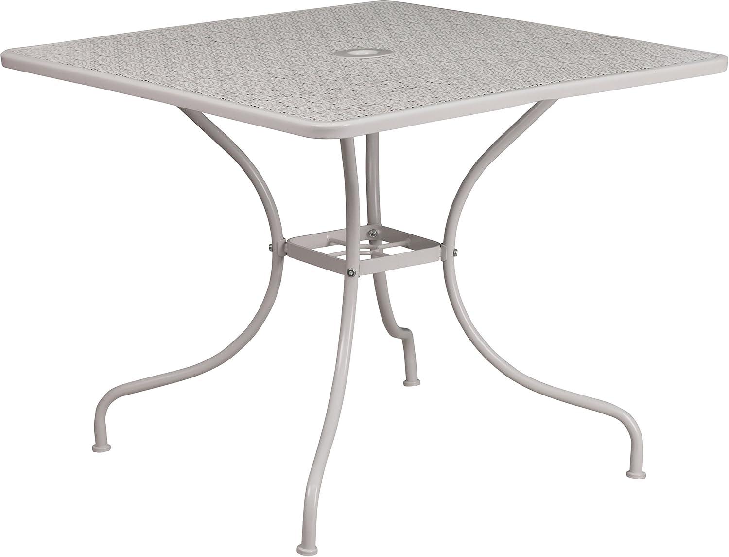 Flash Furniture Oia Commercial Grade 28" Square Light Gray Indoor-Outdoor Steel Patio Table