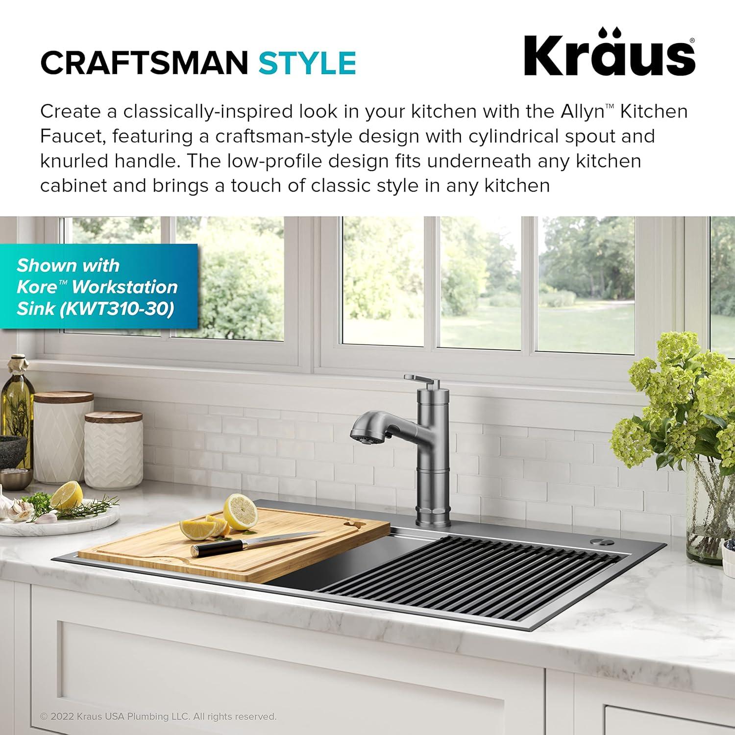 Kraus Allyn Pull-Out Single Handle Kitchen Faucet KPF-4103SFS