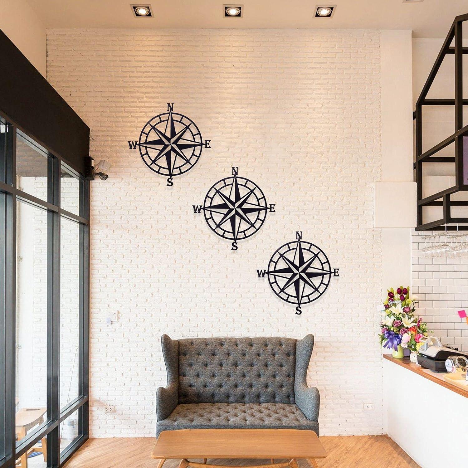 Apmemiss Clearance 11 Inches Metal Decorative Nautical Compass Wall Decor, Living Room Bedroom office Porch Garden Patio Signs Wall Hanging Art Beach theme Home Decoration