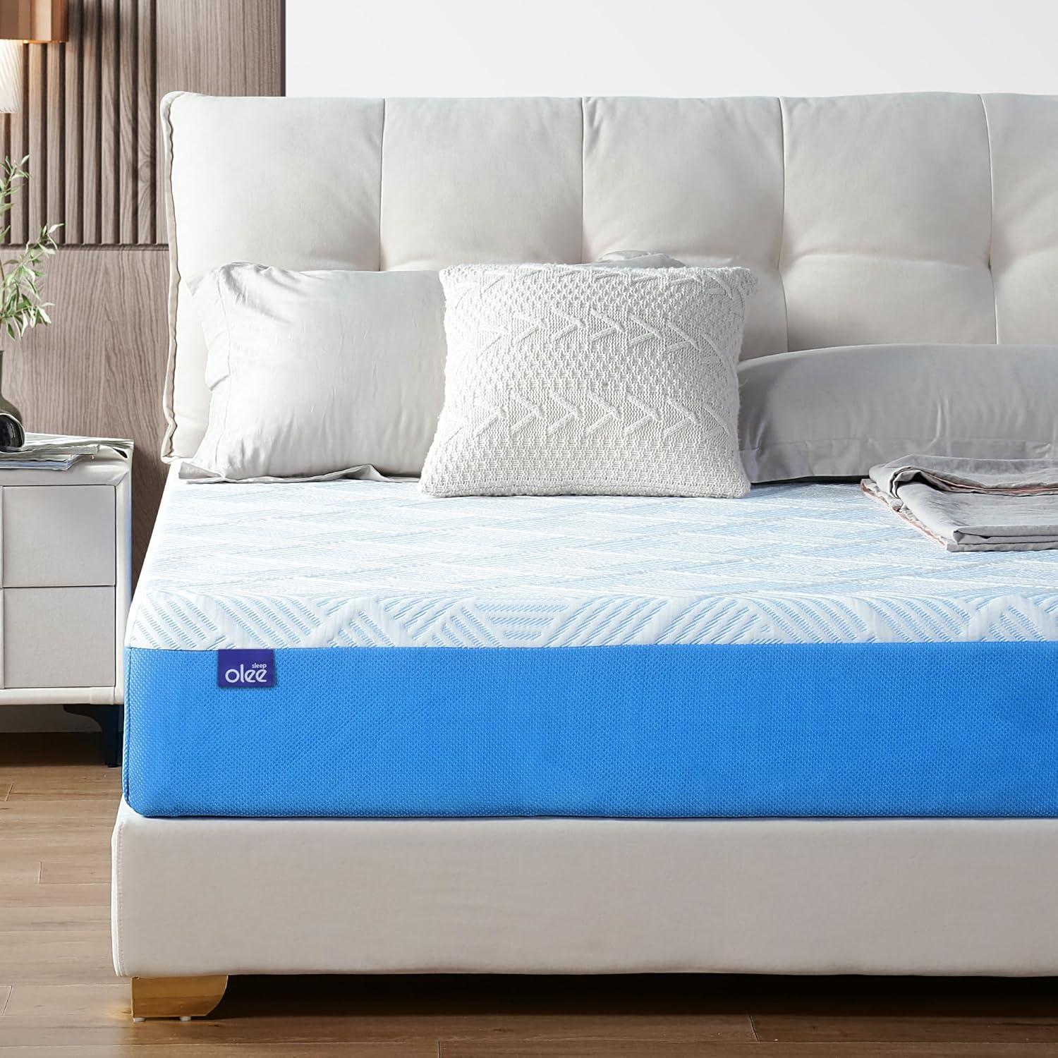 Twin 10-Inch Blue Gel Memory Foam Mattress with Silk Cover