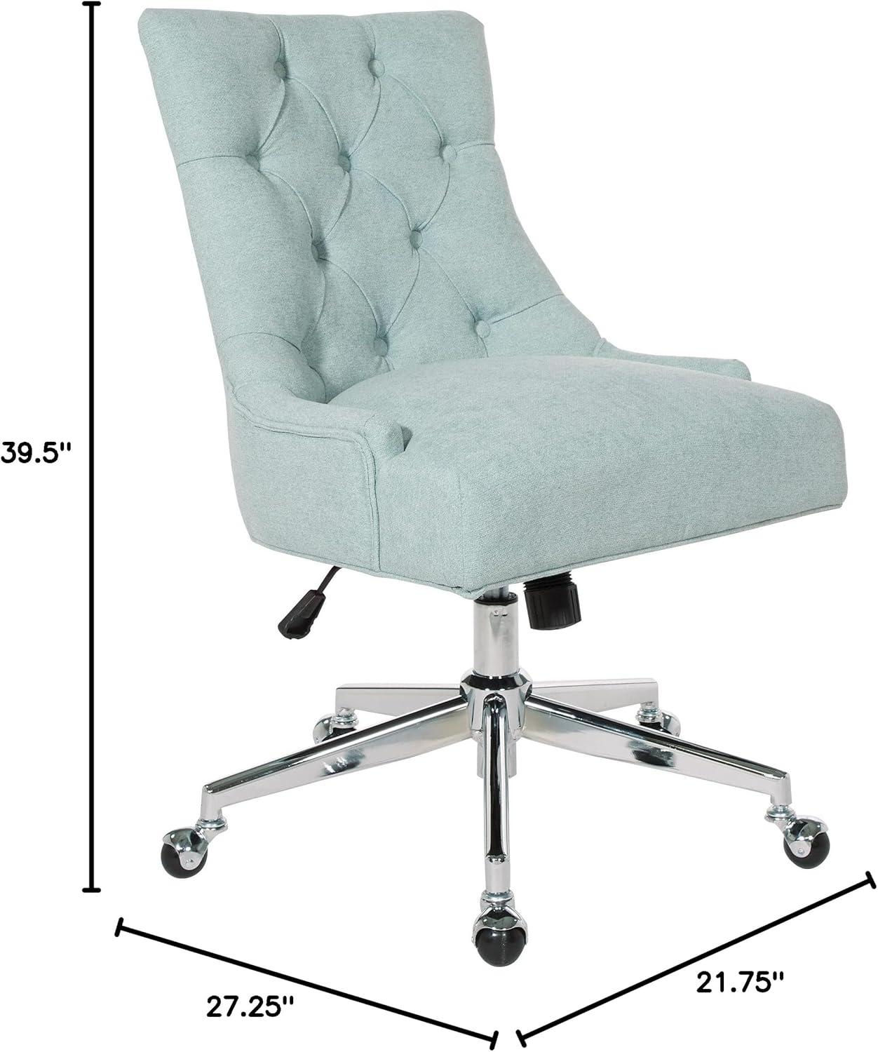 Amelia Office Chair Linen - OSP Home Furnishings: Swivel, Tufted, Adjustable Height, Metal Frame, No Arms