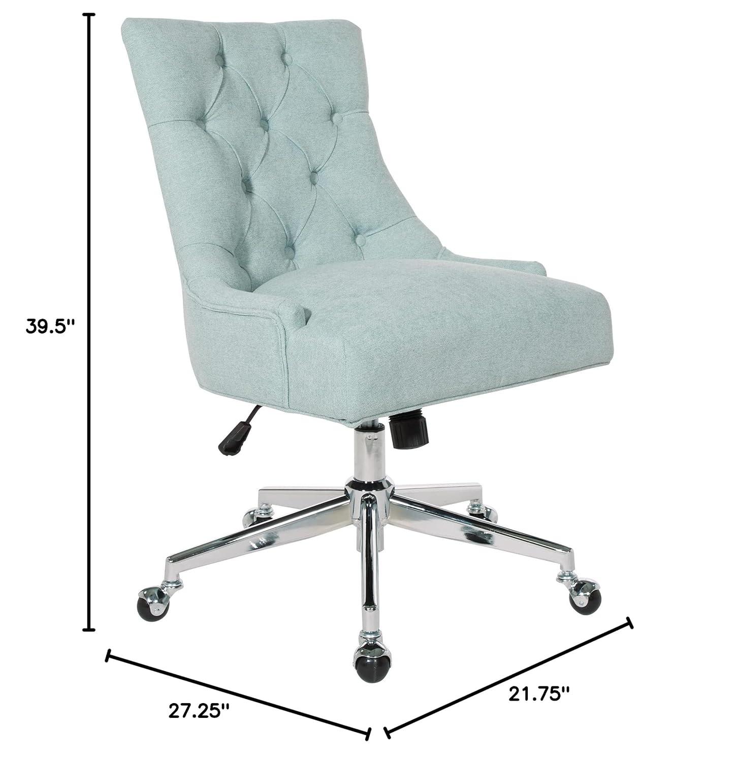 Amelia Office Chair Linen - OSP Home Furnishings: Swivel, Tufted, Adjustable Height, Metal Frame, No Arms