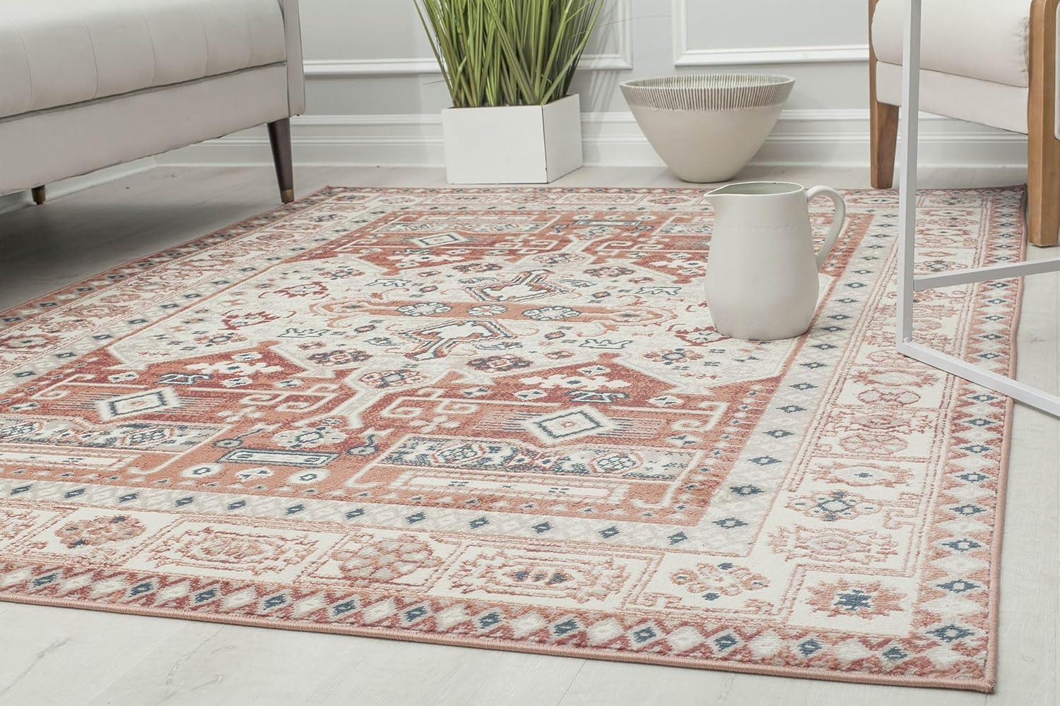 Rugs America Gallagher GL60A Sangria Koti Vintage Transitional Orange Area Rug for Dining Room Rug Neutral Rug Living Room Rug Kitchen, 2'6"x4'