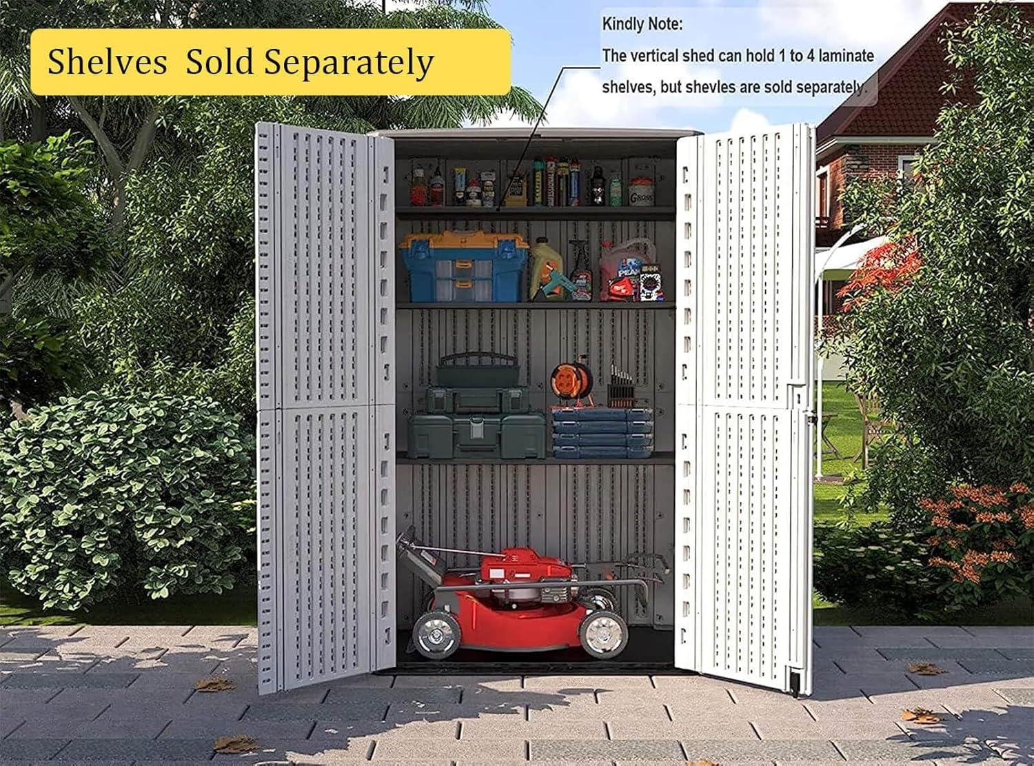 ADDOK 34 Cu.ft Outdoor Storage Shed, Horizontal Storage Unit Weather Resistance, Thick HDPE Resin Storage Cabinet for Backyards, Patio, Garden(White)