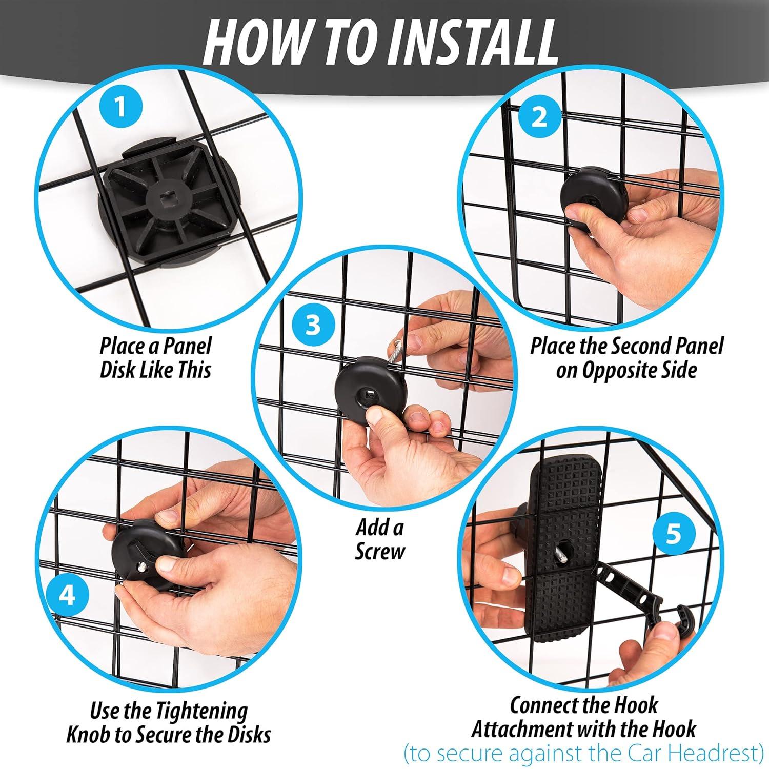 Car Dog Universal Pet Barrier - Zone Tech Premium Quality Black Heavy Duty Coated Wire Adjustable Mounted Headrest Barrier for Pet/Dog Safety