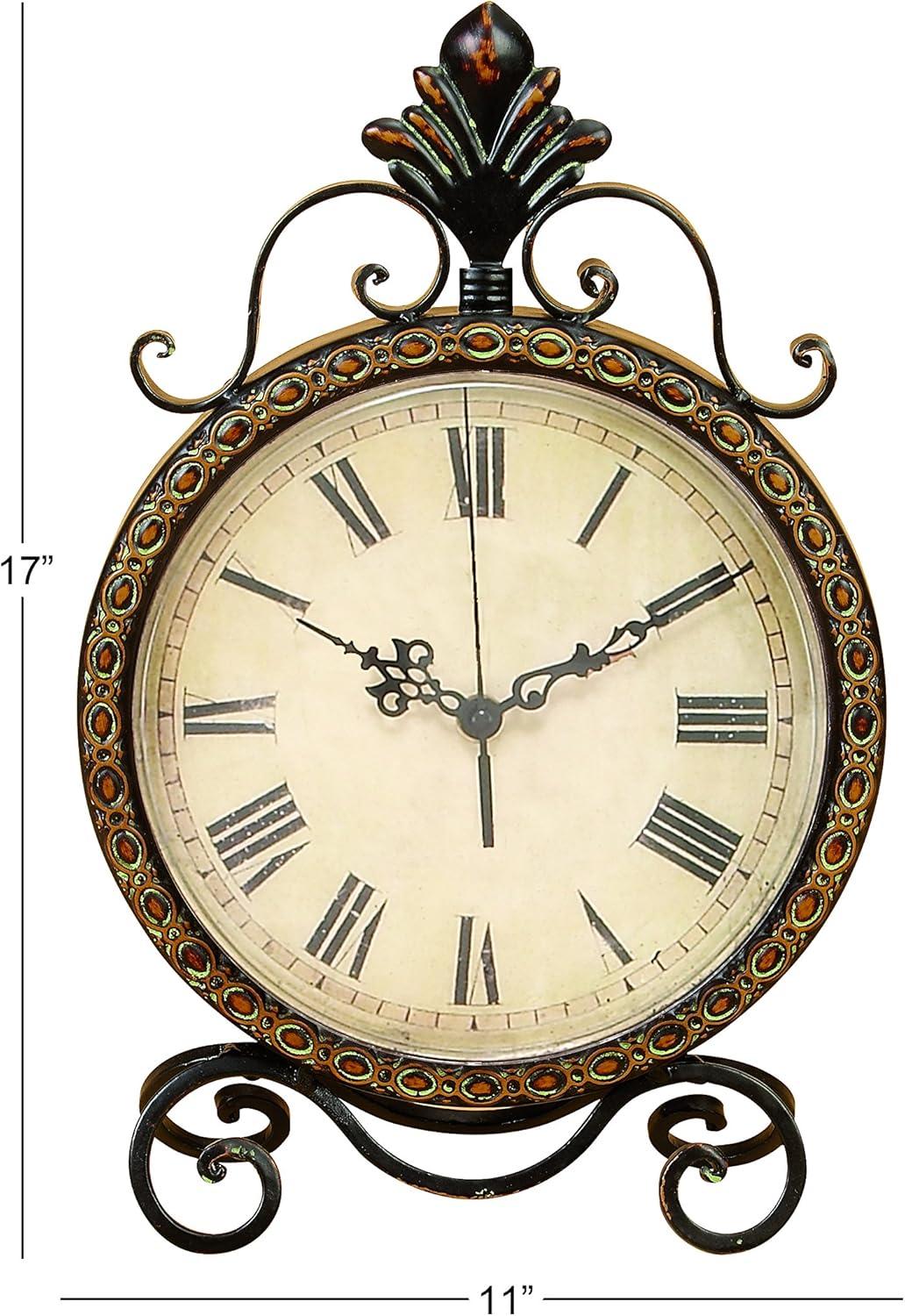 DecMode 17" Brown Metal Scroll Clock