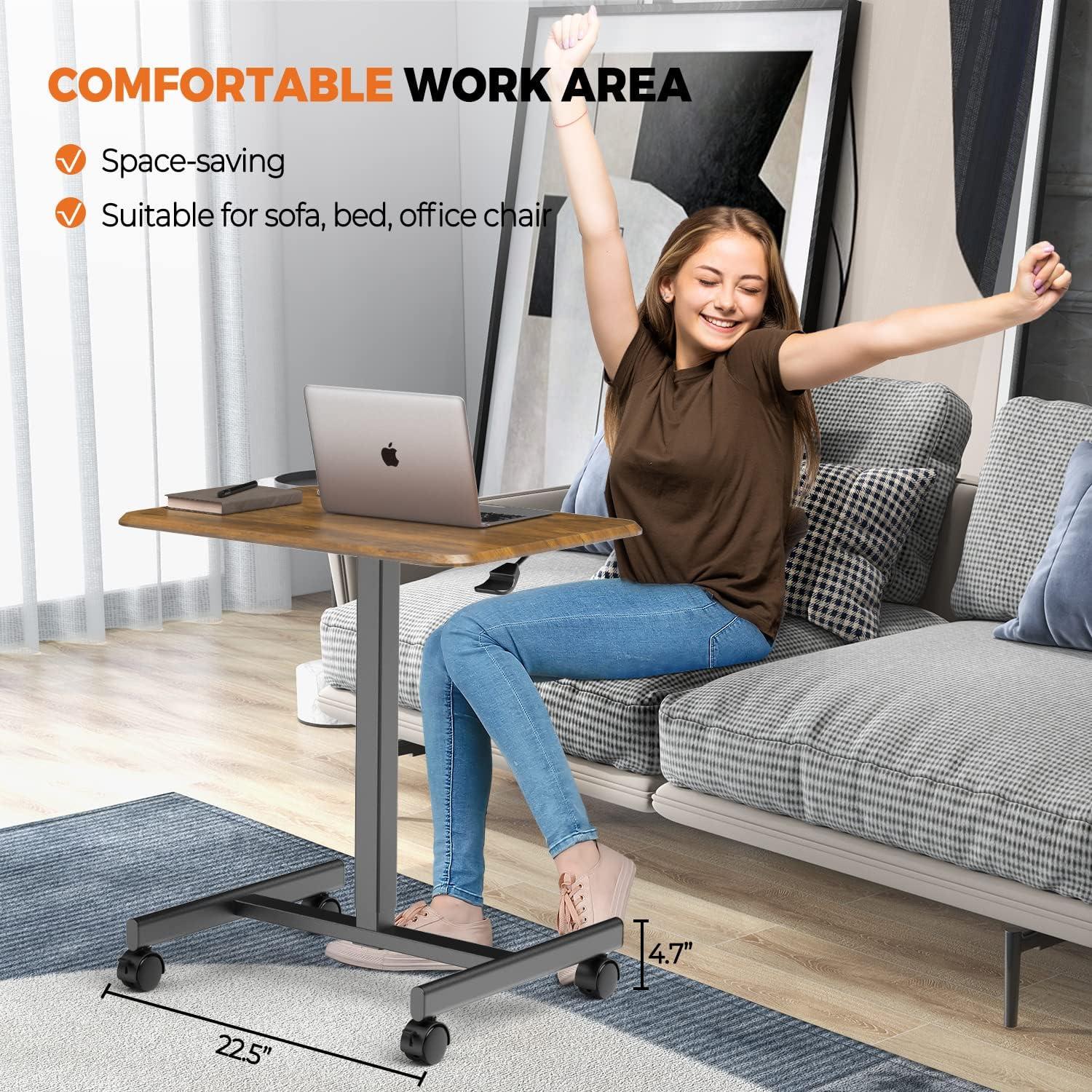 Yoyomax Small Standing Desk, Mobile Standing Desk Adjustable Height, Mobile Laptop Desk with Wheels, Rolling Desk Laptop Cart Adjustable Table for Home, Office, Classroom