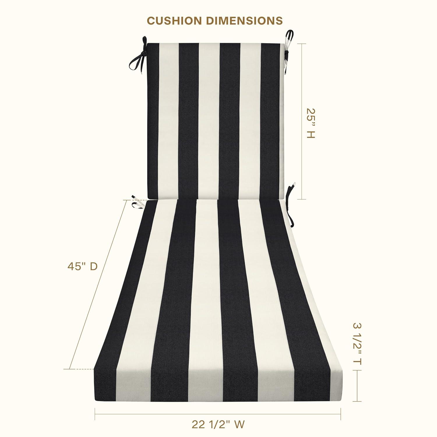 Honeycomb Outdoor Chaise Lounge Cushion - Sunbrella Canvas Black